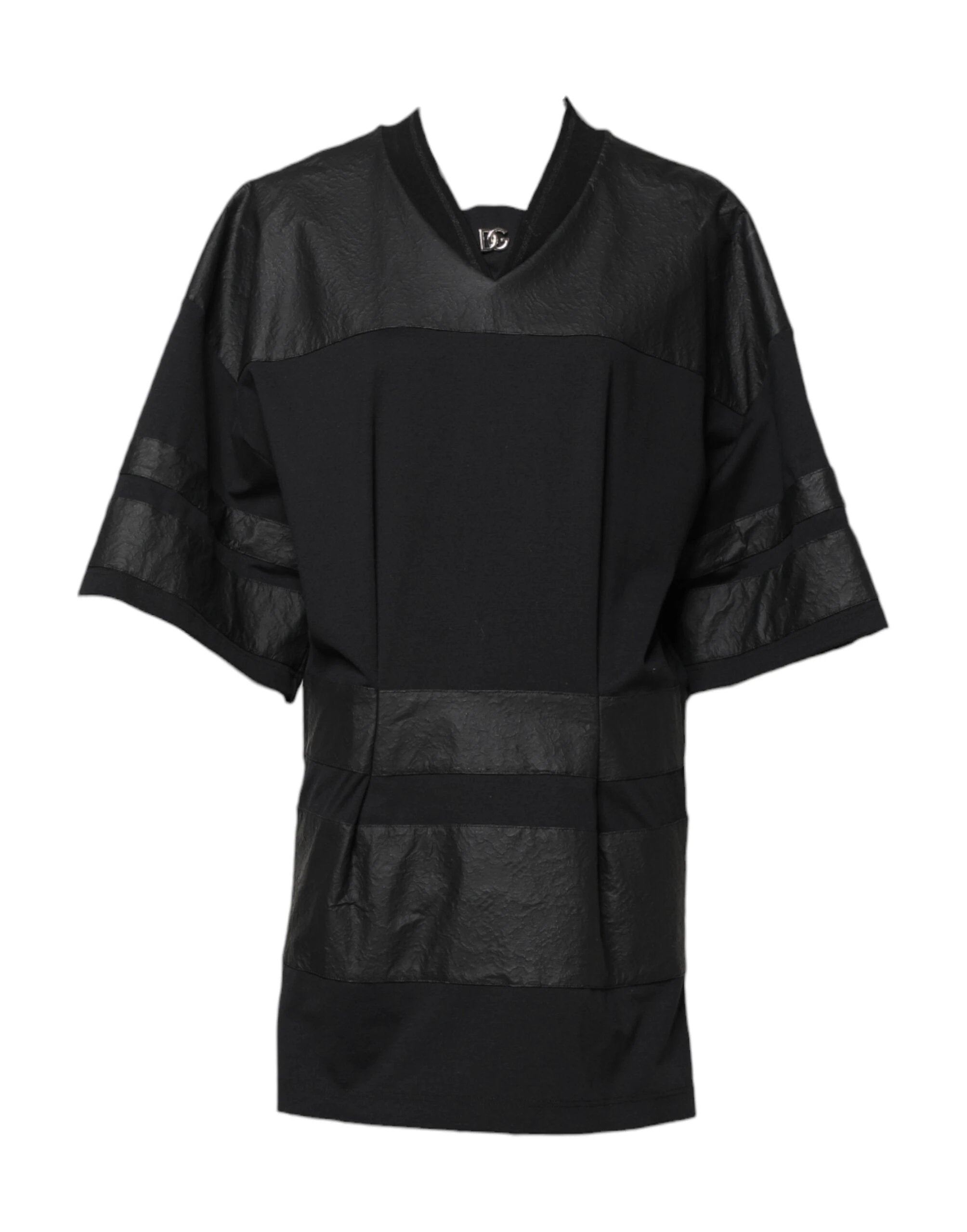 Dolce & Gabbana Black Cotton Short Sleeves V-neck T-shirt by Dolce & Gabbana