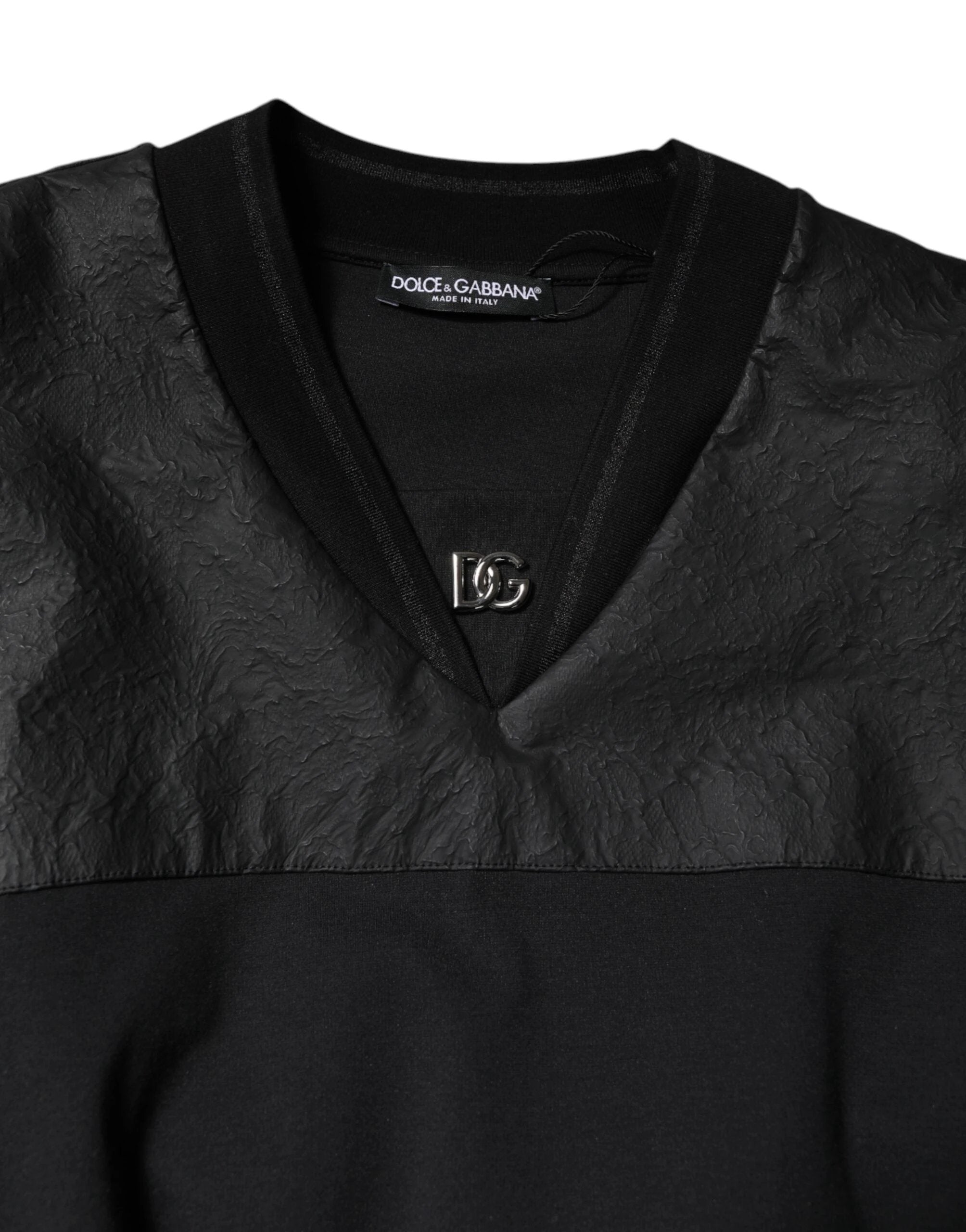 Dolce & Gabbana Black Cotton Short Sleeves V-neck T-shirt by Dolce & Gabbana