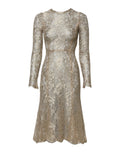 Dolce & Gabbana Gold Floral Lace Long Sleeves Fit & Flare Dress by Dolce & Gabbana