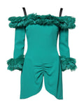 Dolce & Gabbana Green Lace Off Shoulder Sheath Mini Dress by Dolce & Gabbana