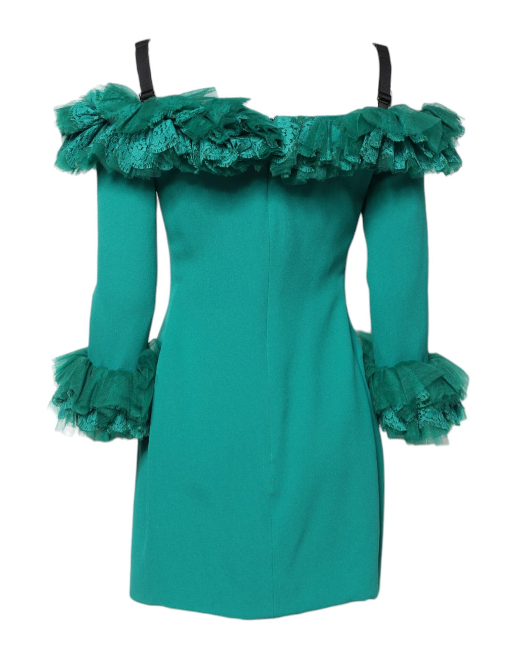 Dolce & Gabbana Green Lace Off Shoulder Sheath Mini Dress by Dolce & Gabbana