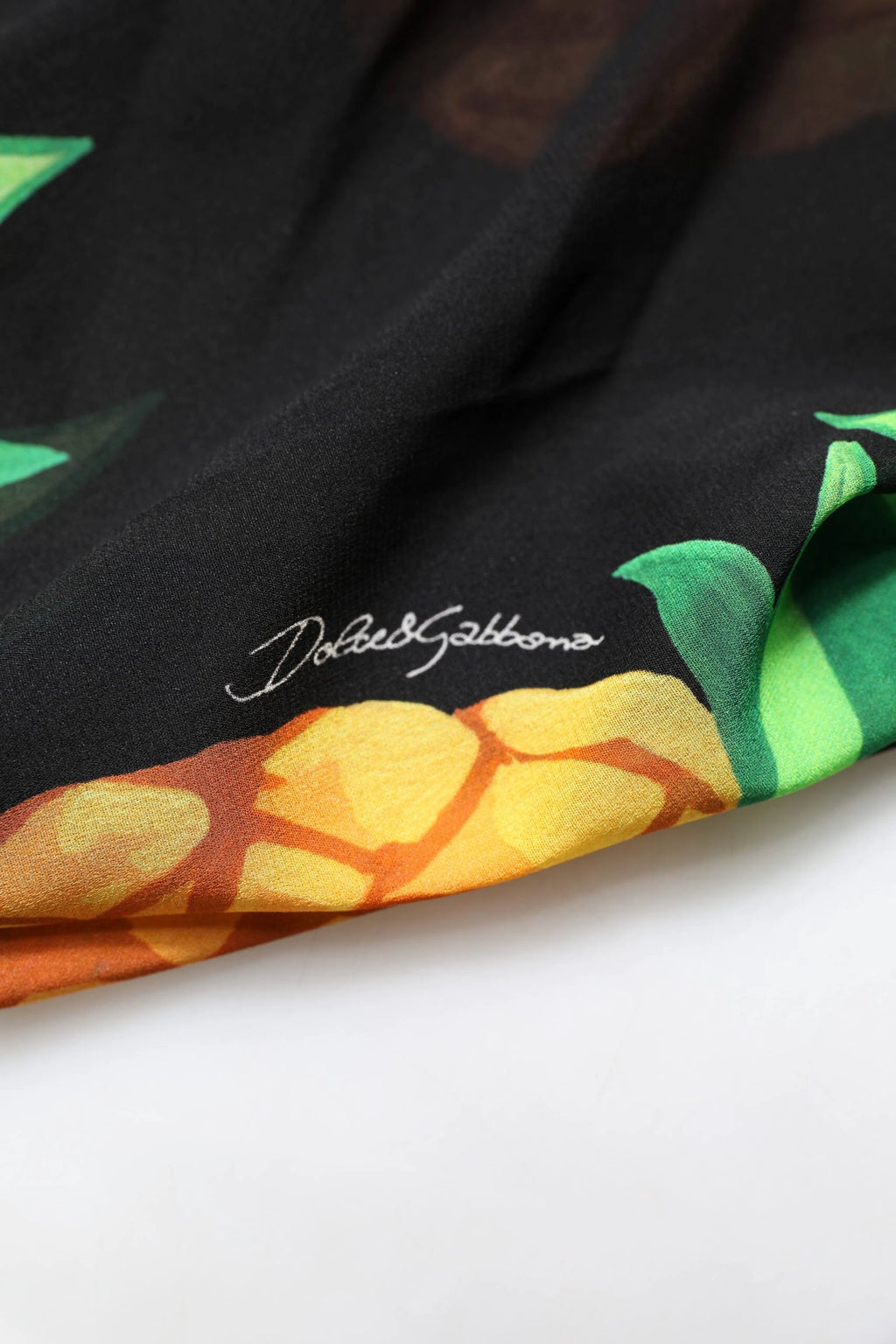 Dolce & Gabbana Black Pineapple Print Silk Wrap Mini Dress by Dolce & Gabbana
