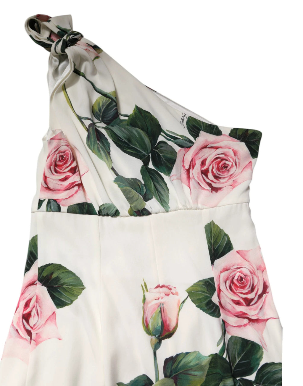 Dolce & Gabbana White Floral One Shoulder Sheath Midi Dress by Dolce & Gabbana