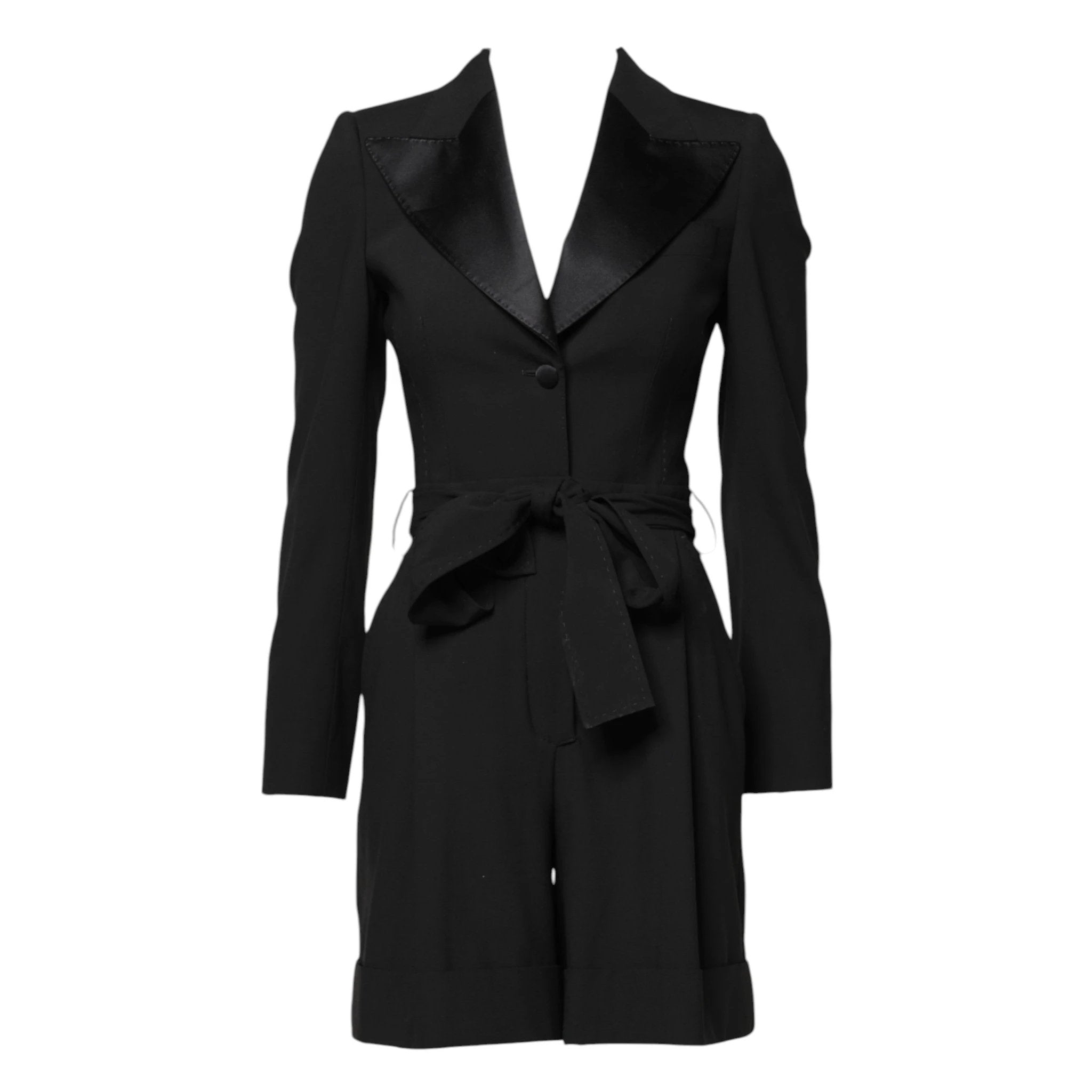 Dolce & Gabbana Black Wool Jumpsuit Dress Women Coat Jacket by Dolce & Gabbana