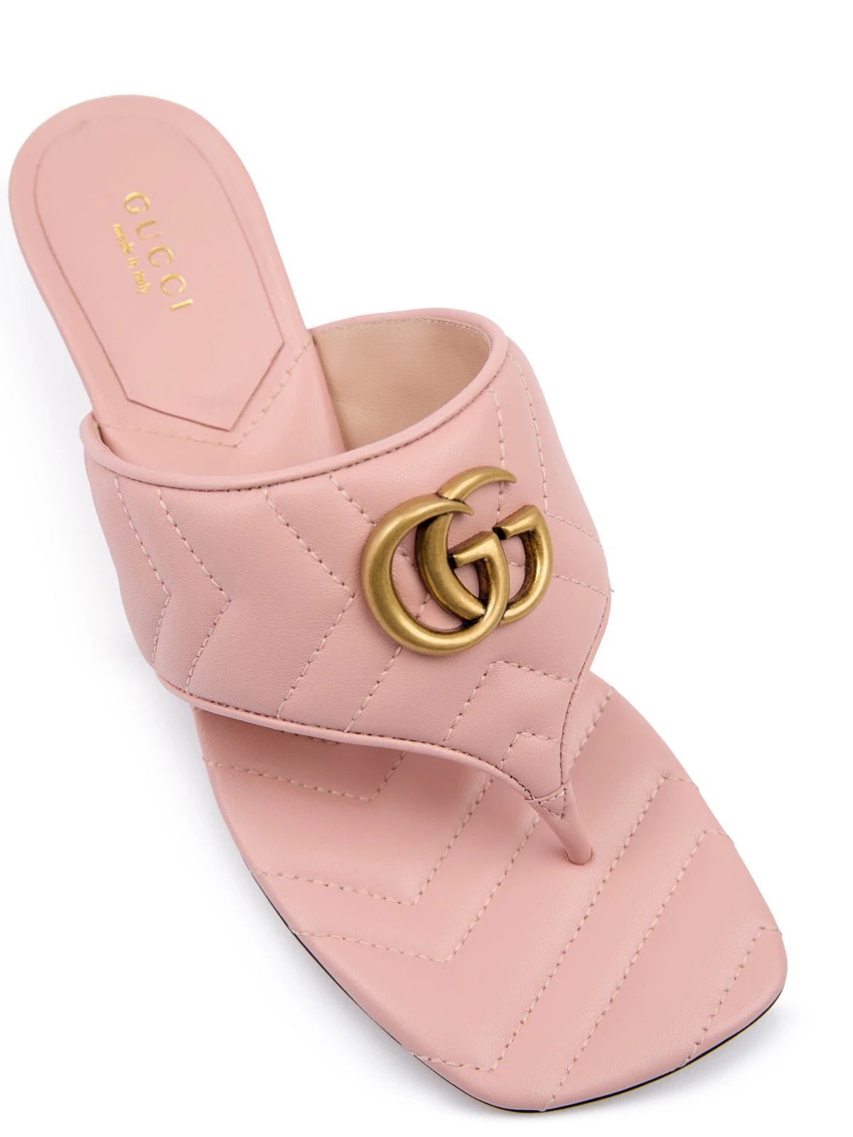 Gucci Mystic Pink Nappa Charlotte Leather Sandals by Gucci