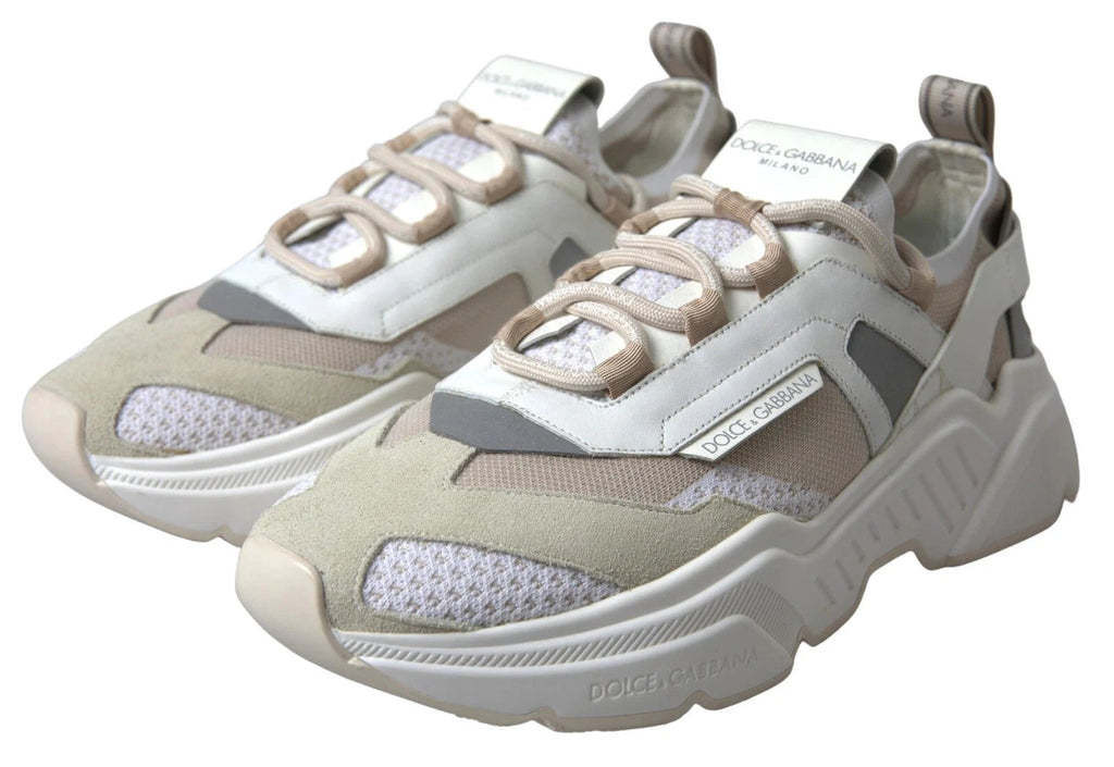 Dolce & Gabbana Sneakers White Beige Leather Sport DAYMASTER Shoes by Dolce & Gabbana