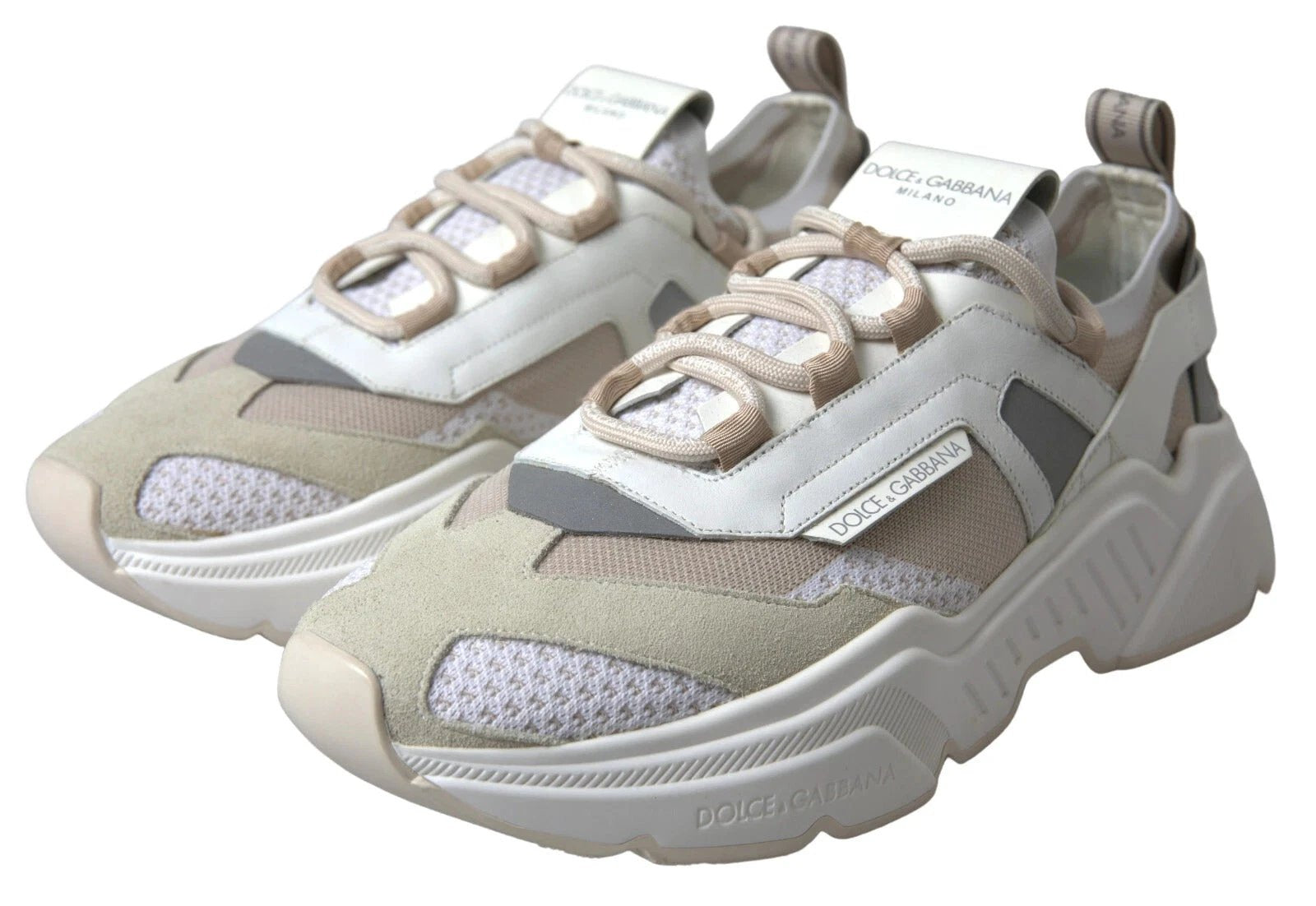 Dolce & Gabbana Sneakers White Beige Leather Sport DAYMASTER Shoes by Dolce & Gabbana