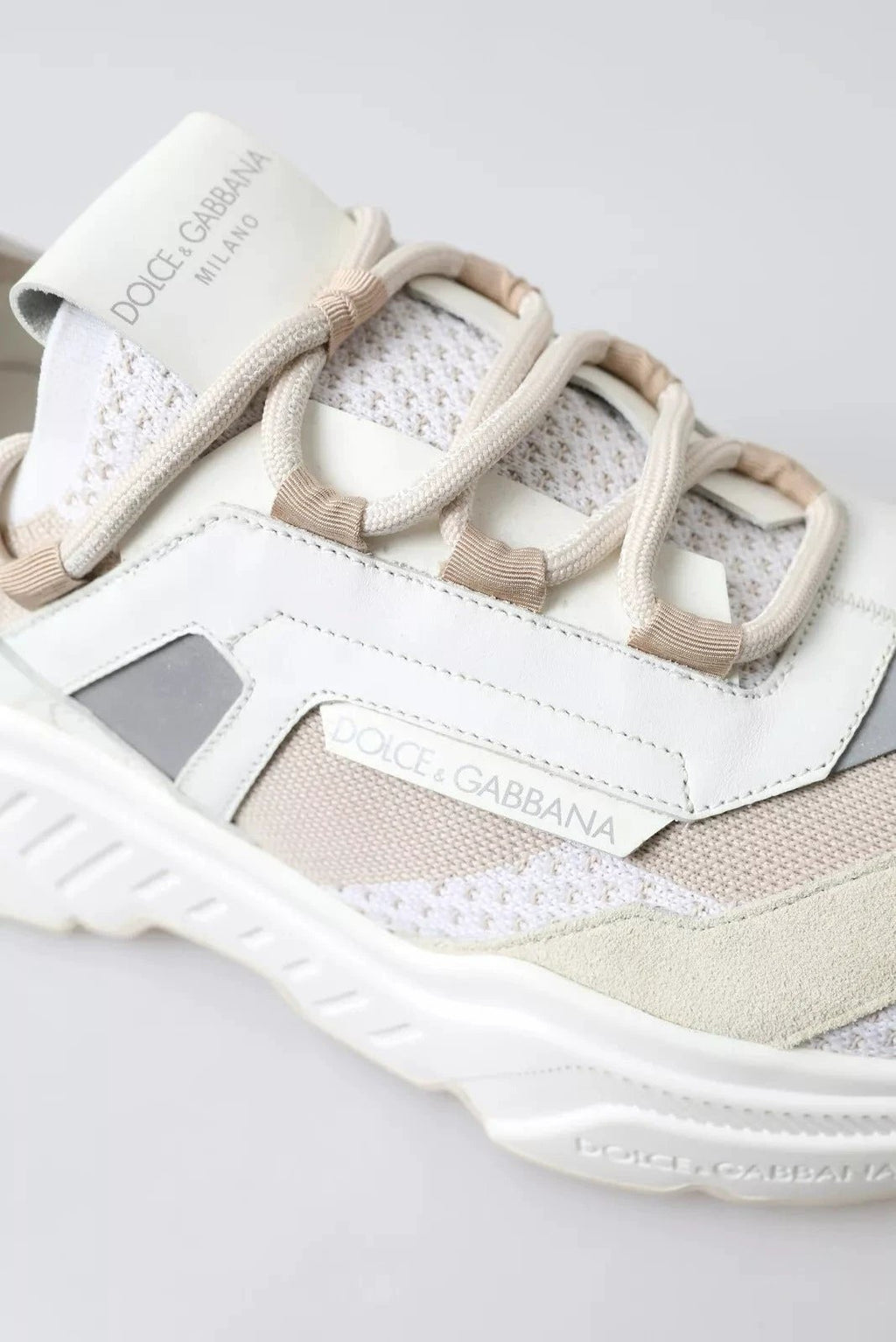 Dolce & Gabbana Sneakers White Beige Leather Sport DAYMASTER Shoes by Dolce & Gabbana
