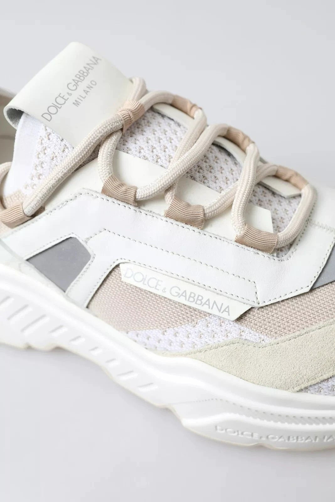 Dolce & Gabbana Sneakers White Beige Leather Sport DAYMASTER Shoes by Dolce & Gabbana