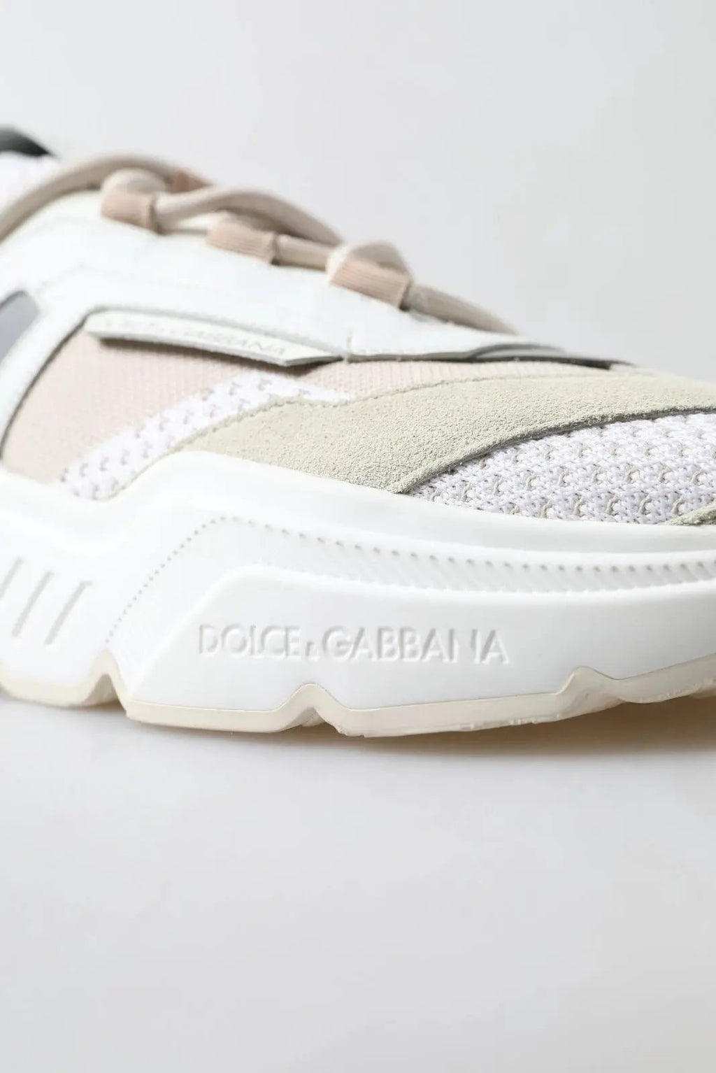 Baskets Dolce &amp; Gabbana DAYMASTER en cuir blanc et beige