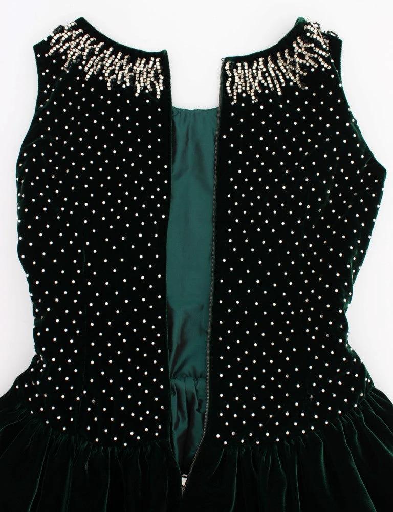 Dolce & Gabbana Green Velvet Crystal Long Maxi Dress by Dolce & Gabbana