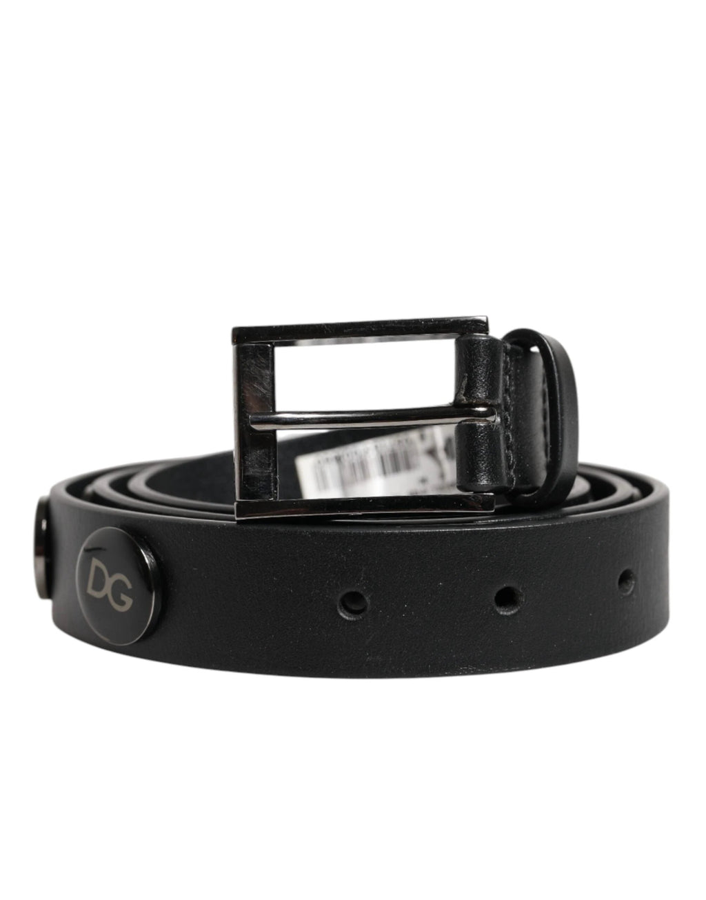 Dolce & Gabbana Black Luxury Leather DG Studs Buckle Belt by Dolce & Gabbana