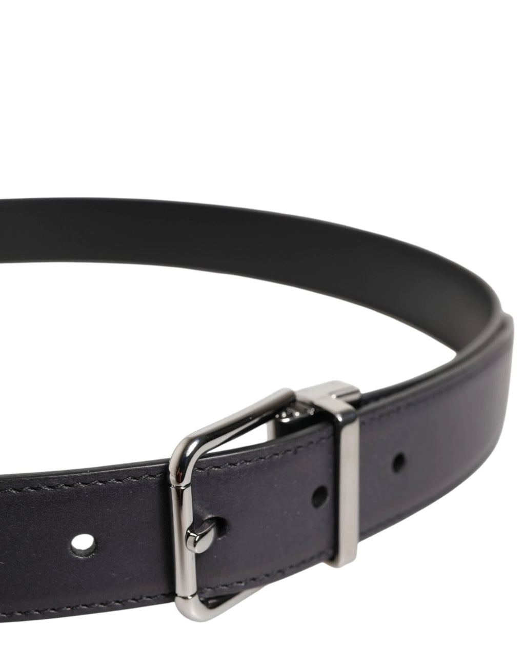 Dolce & Gabbana Black Classic Calf Leather Silver Buckle Belt by Dolce & Gabbana