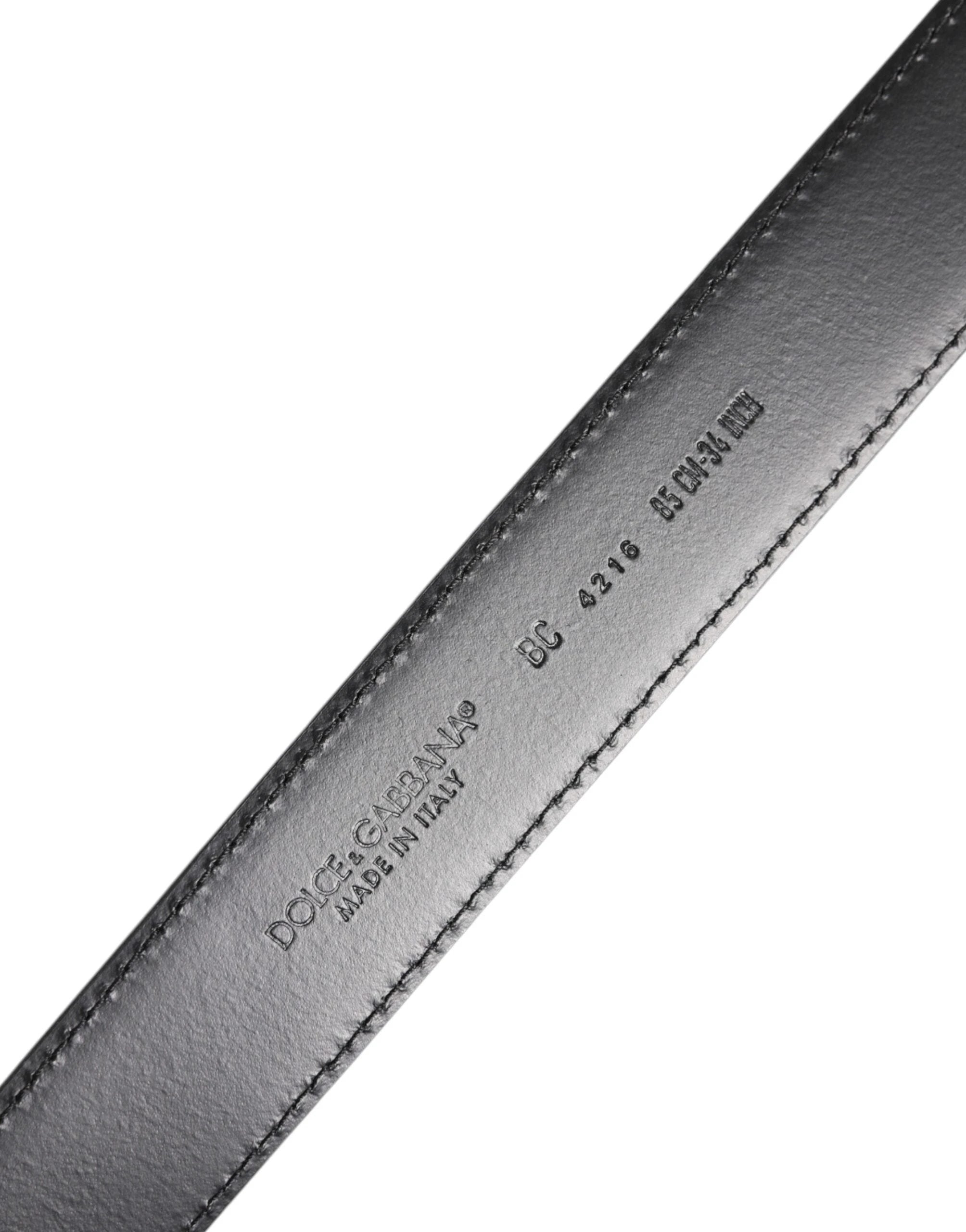 Dolce & Gabbana Black Classic Calf Leather Silver Buckle Belt by Dolce & Gabbana