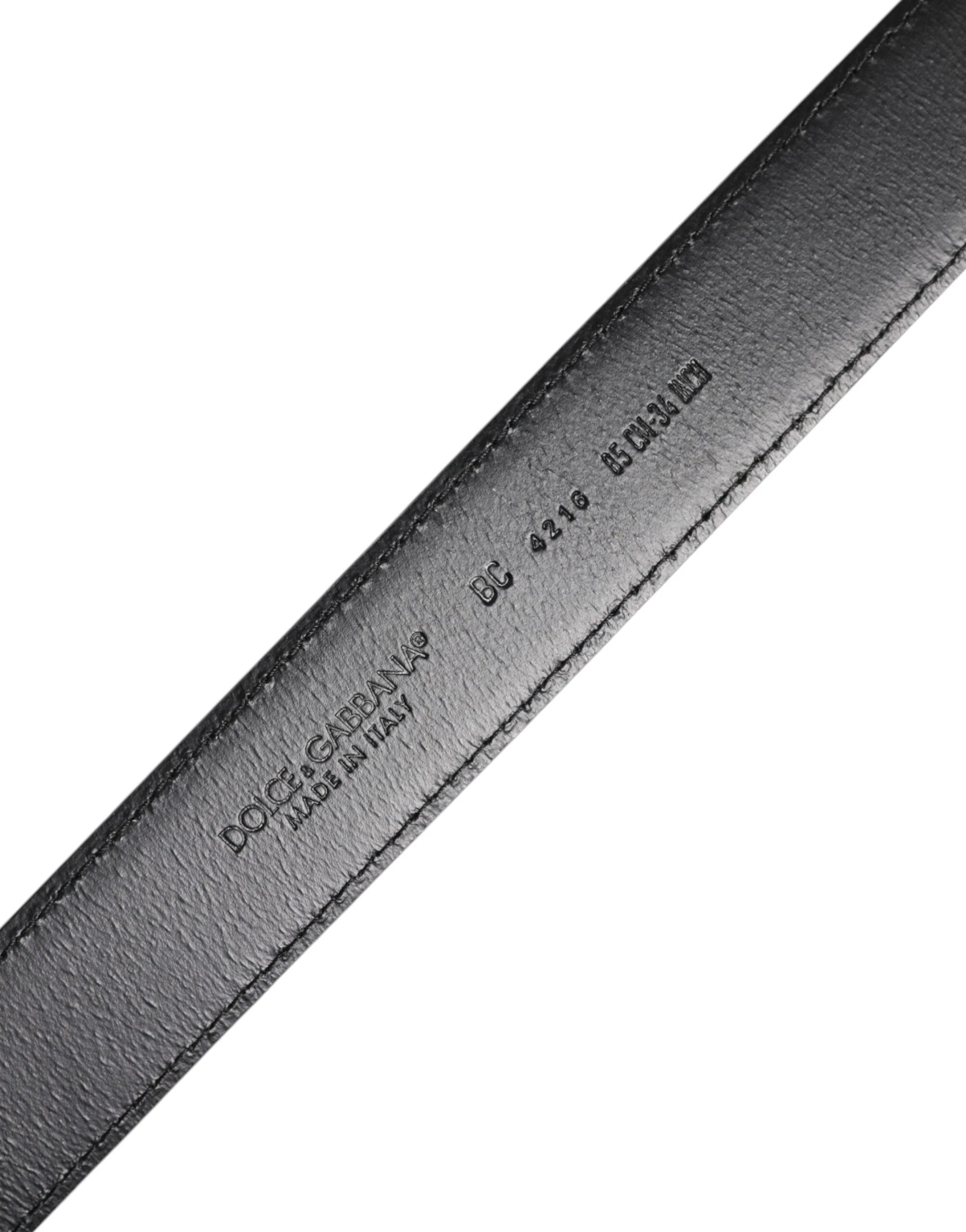 Dolce & Gabbana Brown Classic Calf Leather Silver Buckle Belt by Dolce & Gabbana