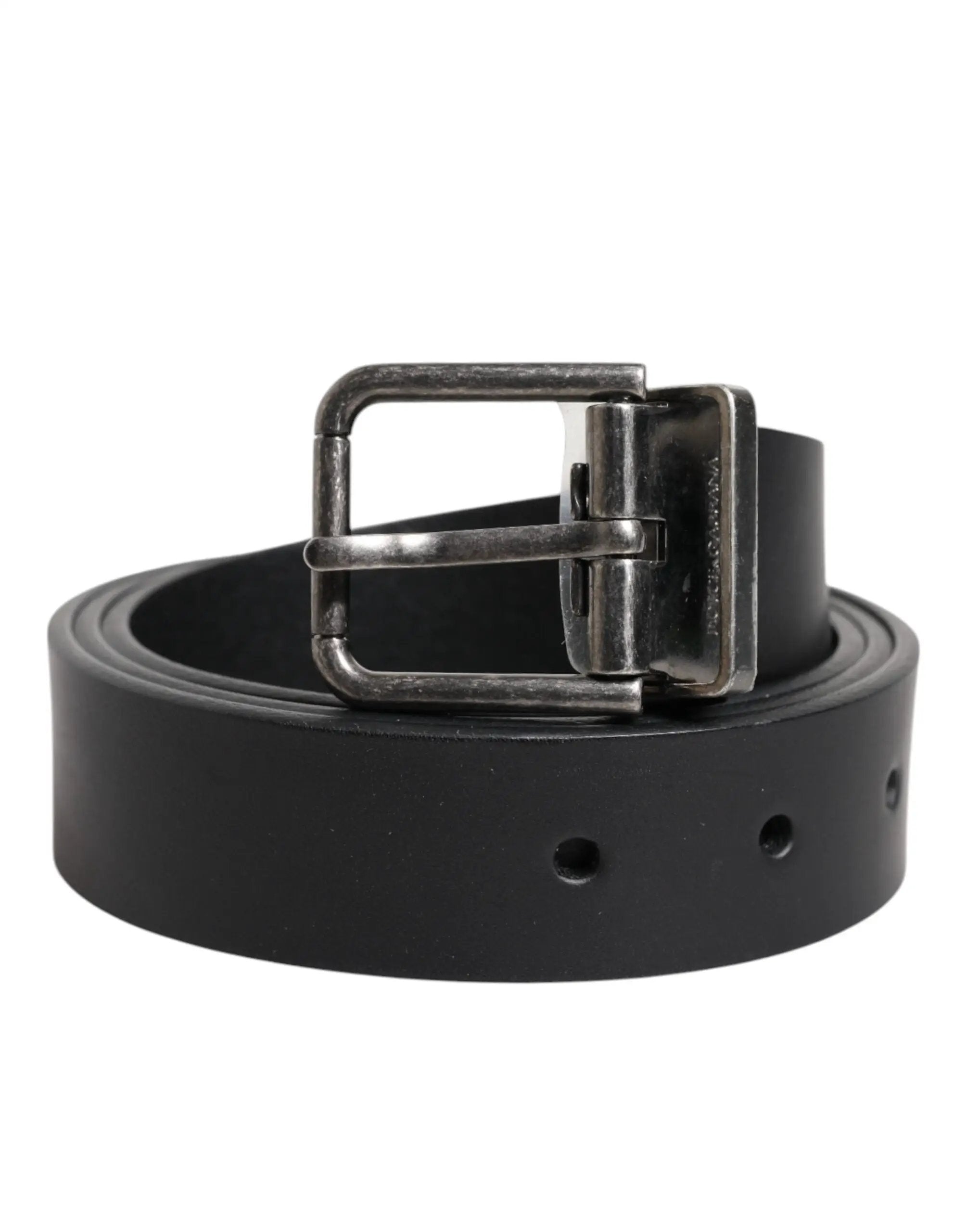 Ceinture Dolce &amp; Gabbana classique en cuir noir avec boucle en métal