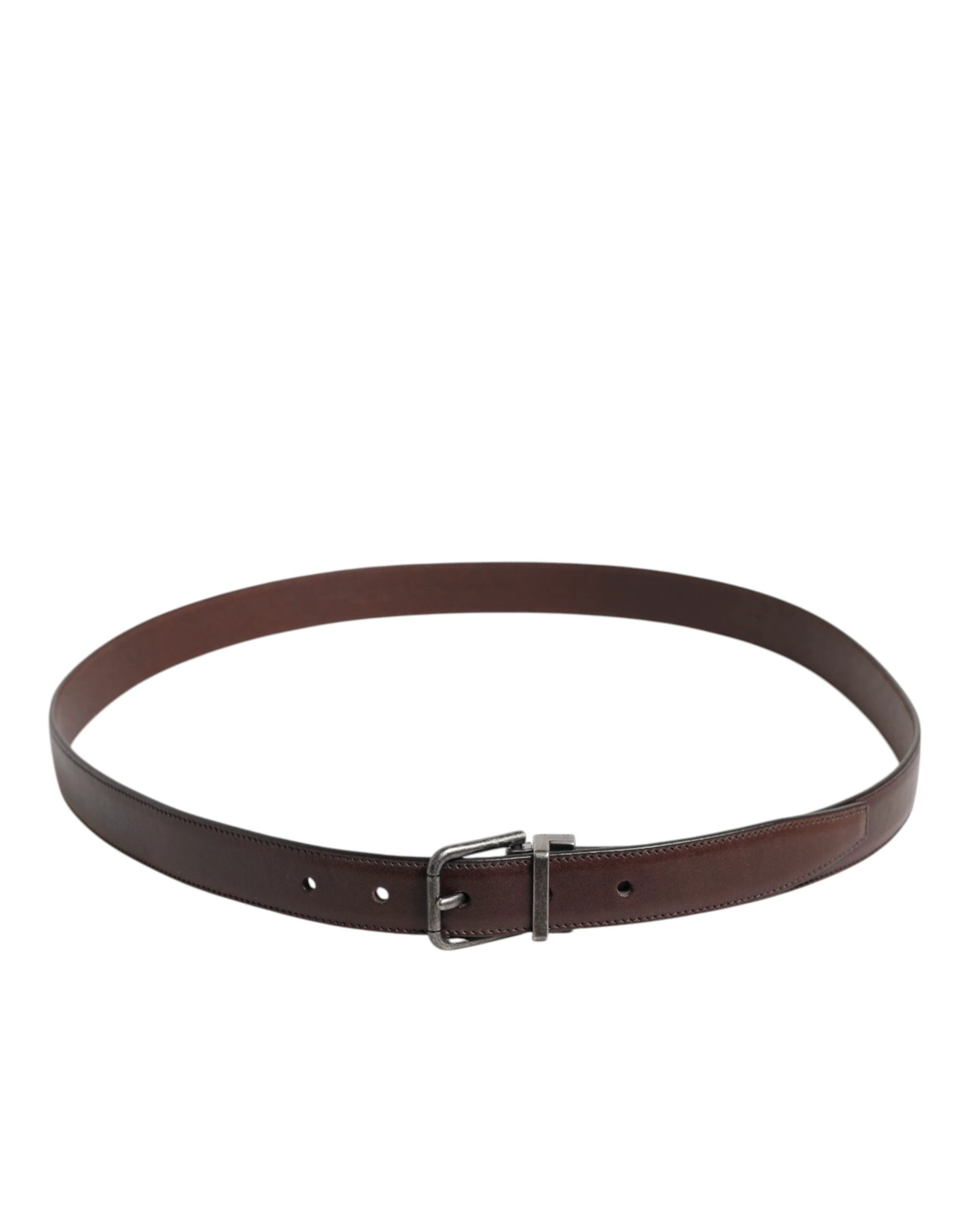 Dolce & Gabbana Brown Classic Calf Leather Metal Buckle Belt by Dolce & Gabbana