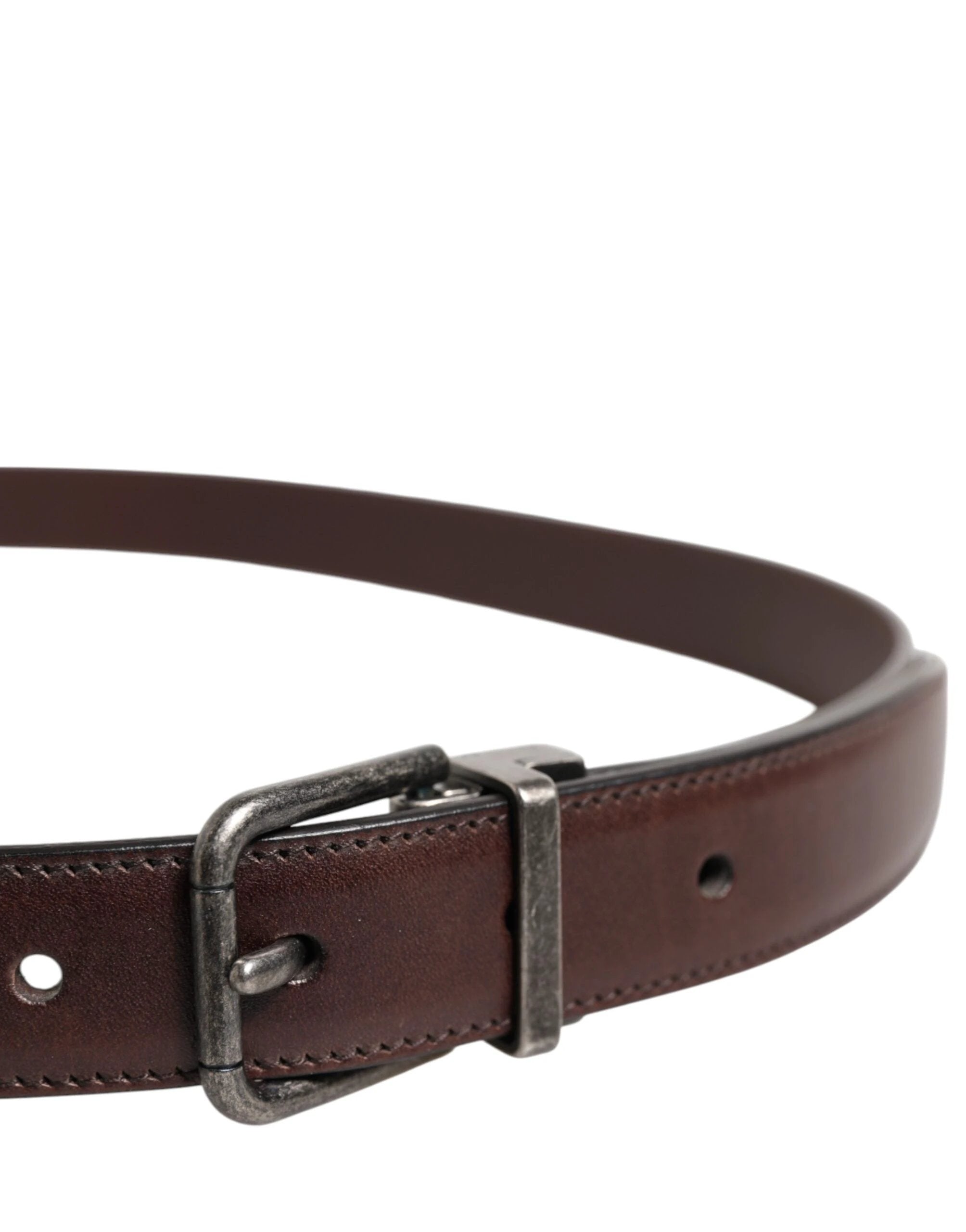 Dolce & Gabbana Brown Classic Calf Leather Metal Buckle Belt by Dolce & Gabbana
