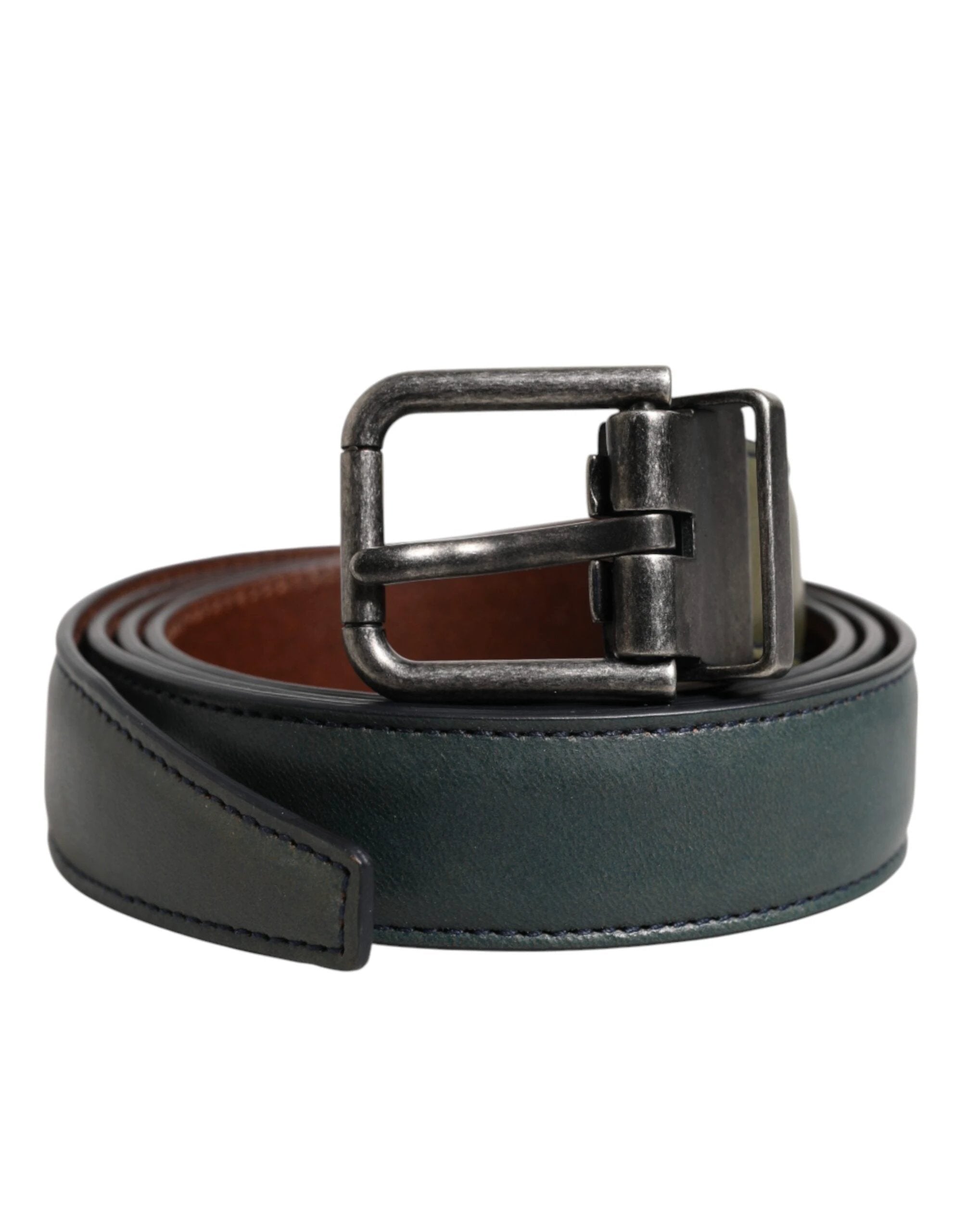 Dolce & Gabbana Green Classic Leather Metal Buckle Belt by Dolce & Gabbana