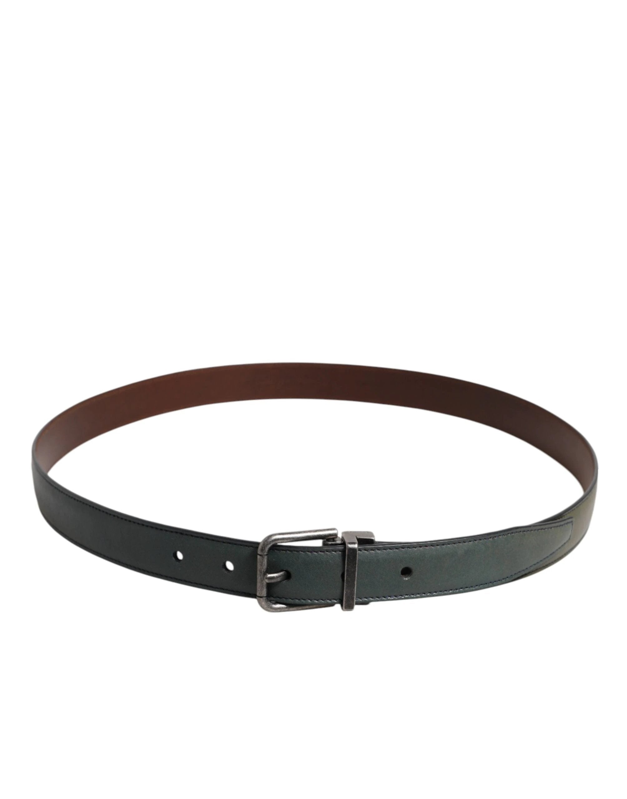 Dolce & Gabbana Green Classic Leather Metal Buckle Belt by Dolce & Gabbana