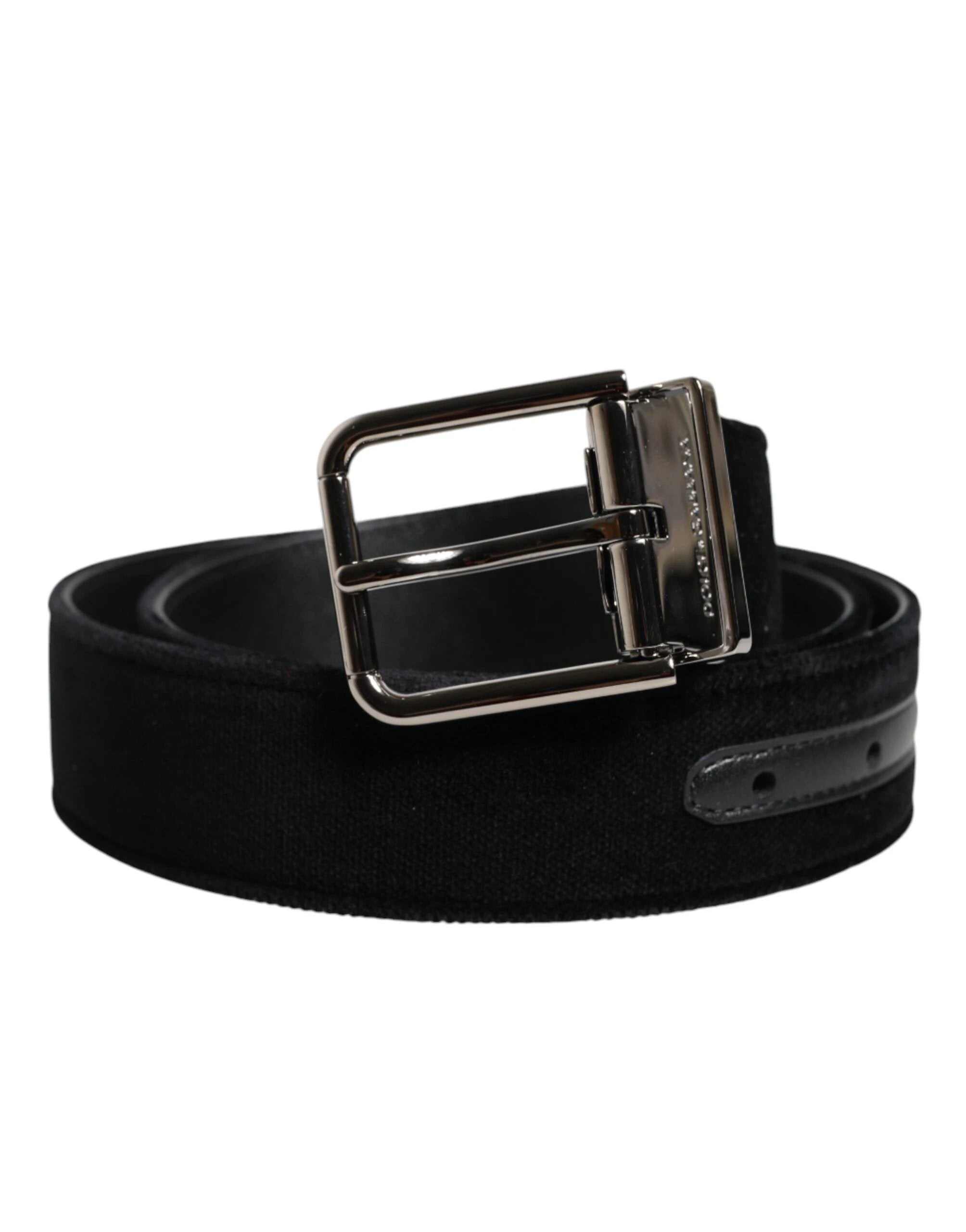 Dolce & Gabbana Black Cotton Silver Metal Buckle Belt by Dolce & Gabbana