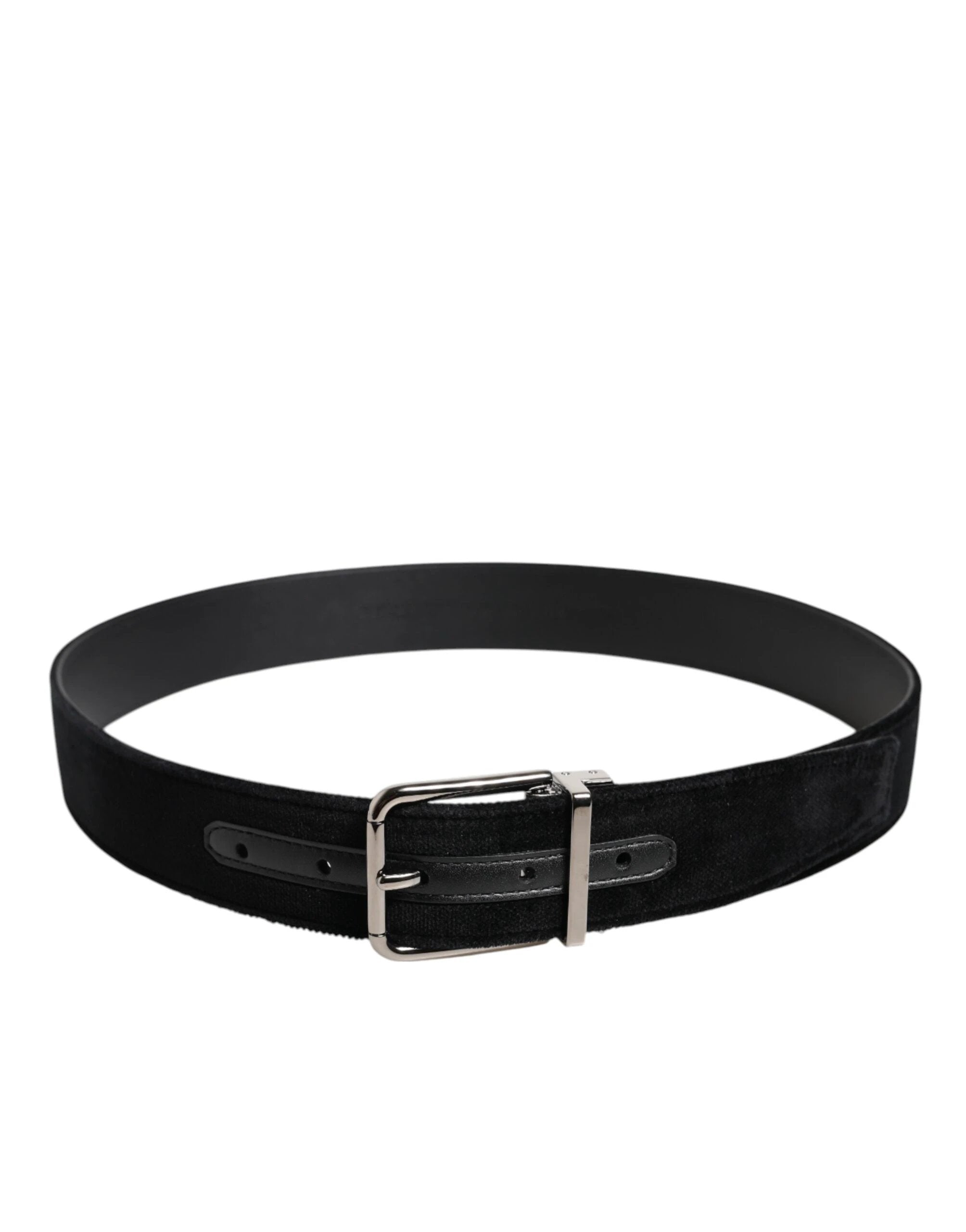 Dolce & Gabbana Black Cotton Silver Metal Buckle Belt by Dolce & Gabbana