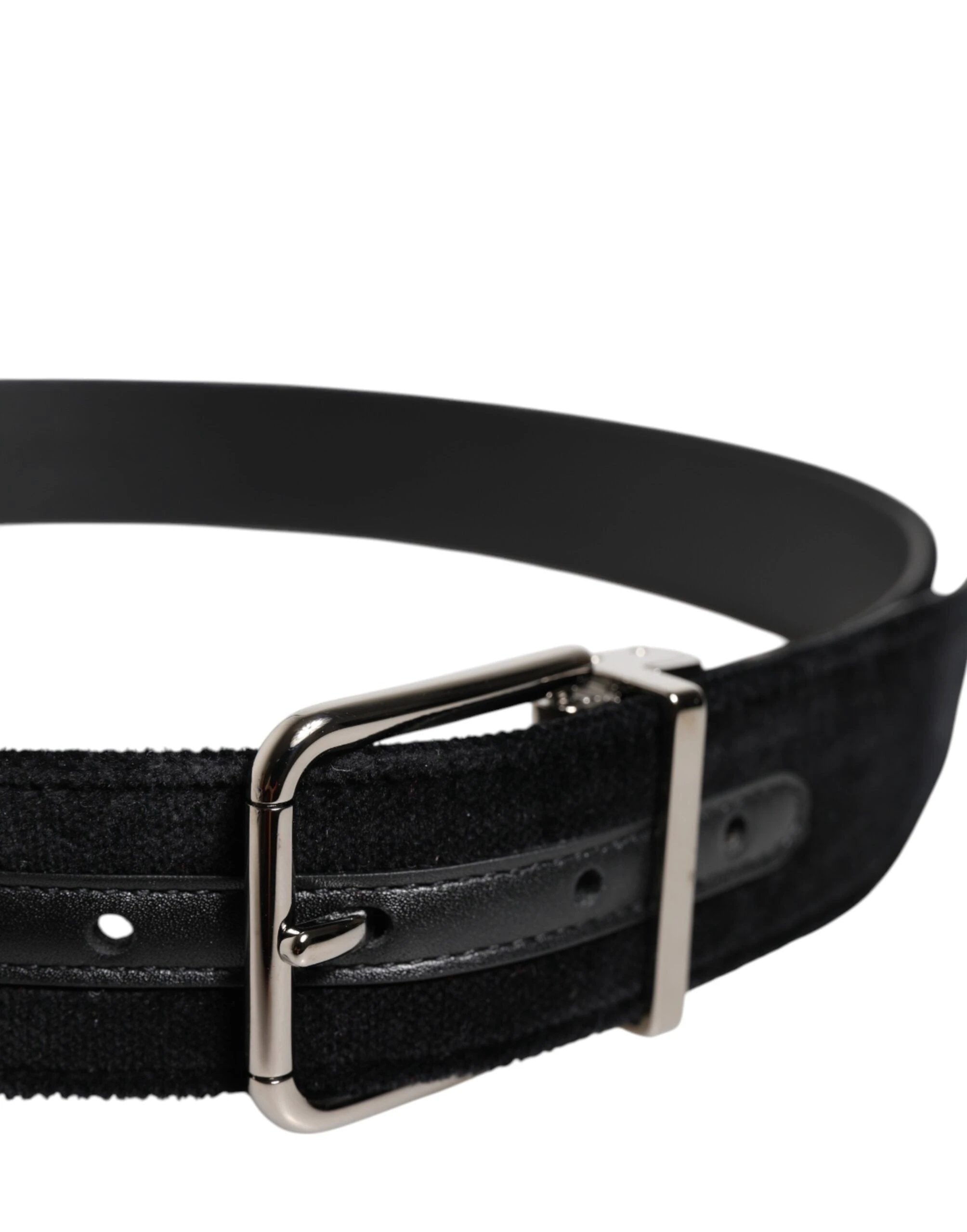Dolce & Gabbana Black Cotton Silver Metal Buckle Belt by Dolce & Gabbana