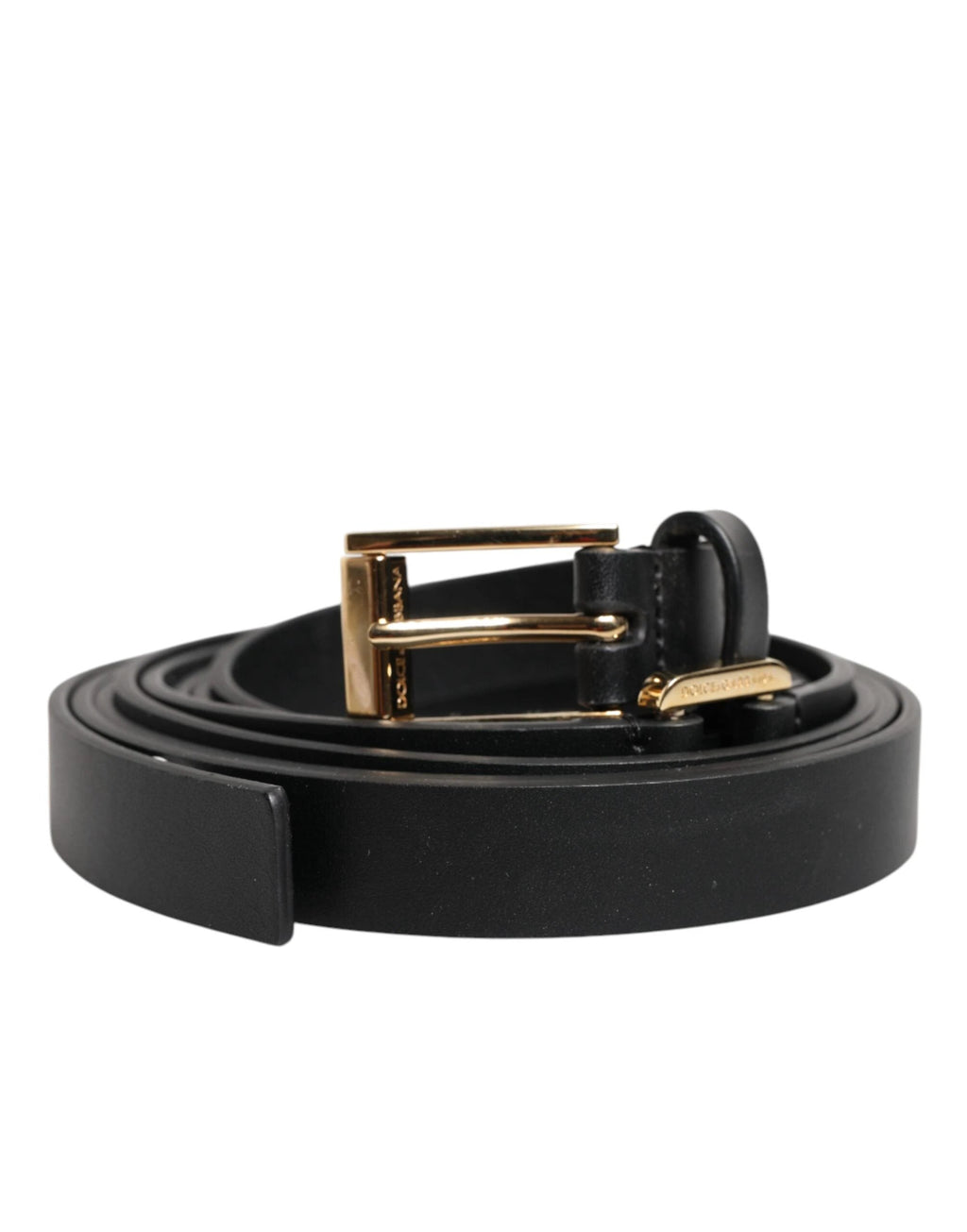 Dolce & Gabbana Black Double Strap Leather Gold Buckle Belt by Dolce & Gabbana