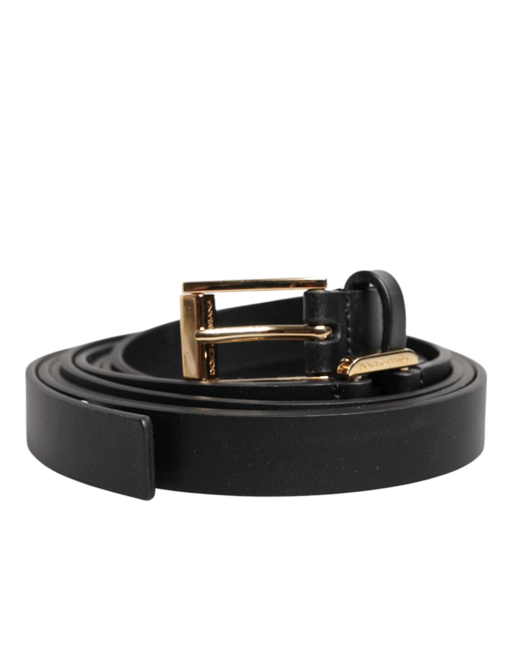 Dolce & Gabbana Black Double Strap Leather Gold Buckle Belt by Dolce & Gabbana