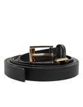 Dolce & Gabbana Black Double Strap Leather Gold Buckle Belt by Dolce & Gabbana