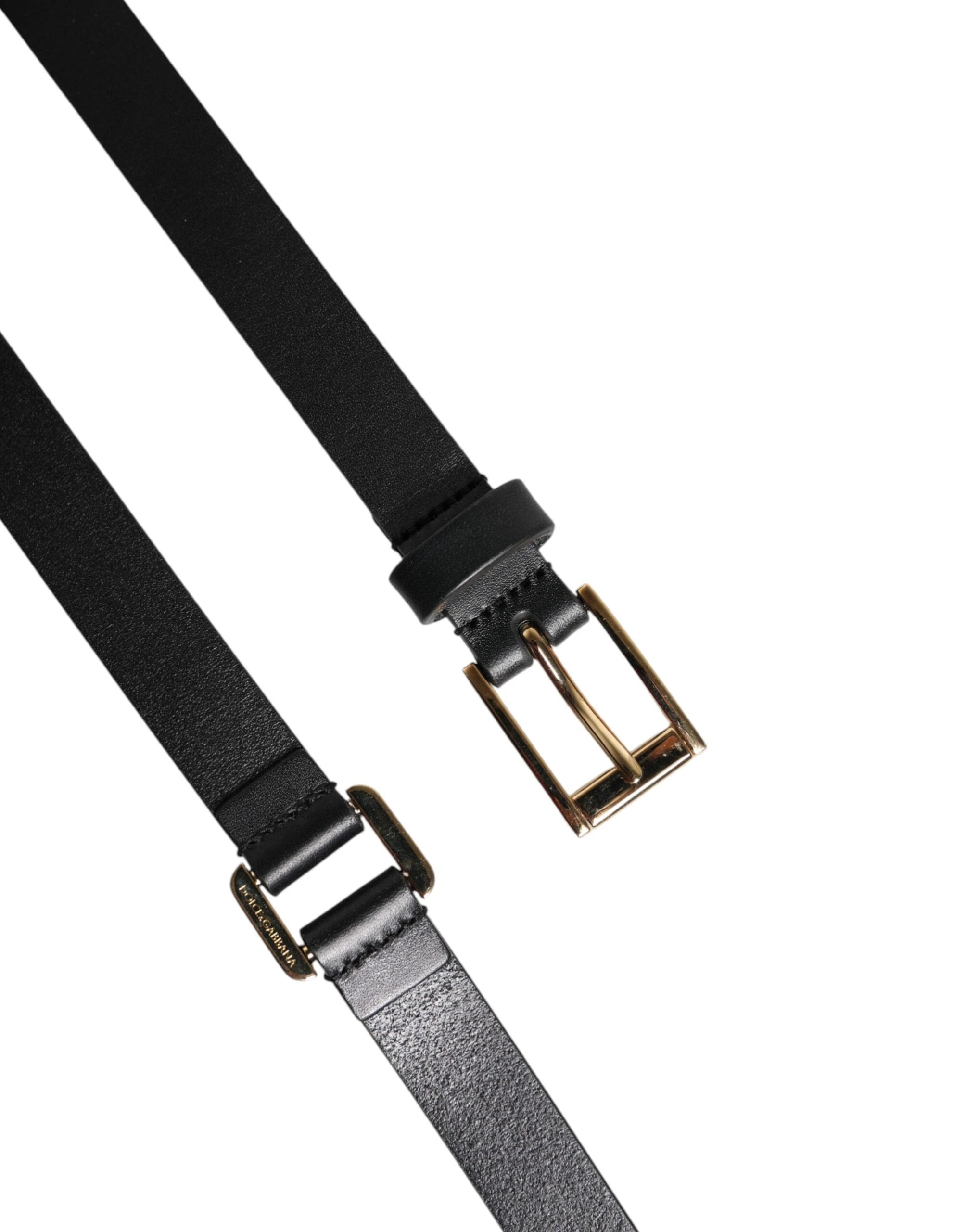 Dolce & Gabbana Black Double Strap Leather Gold Buckle Belt by Dolce & Gabbana