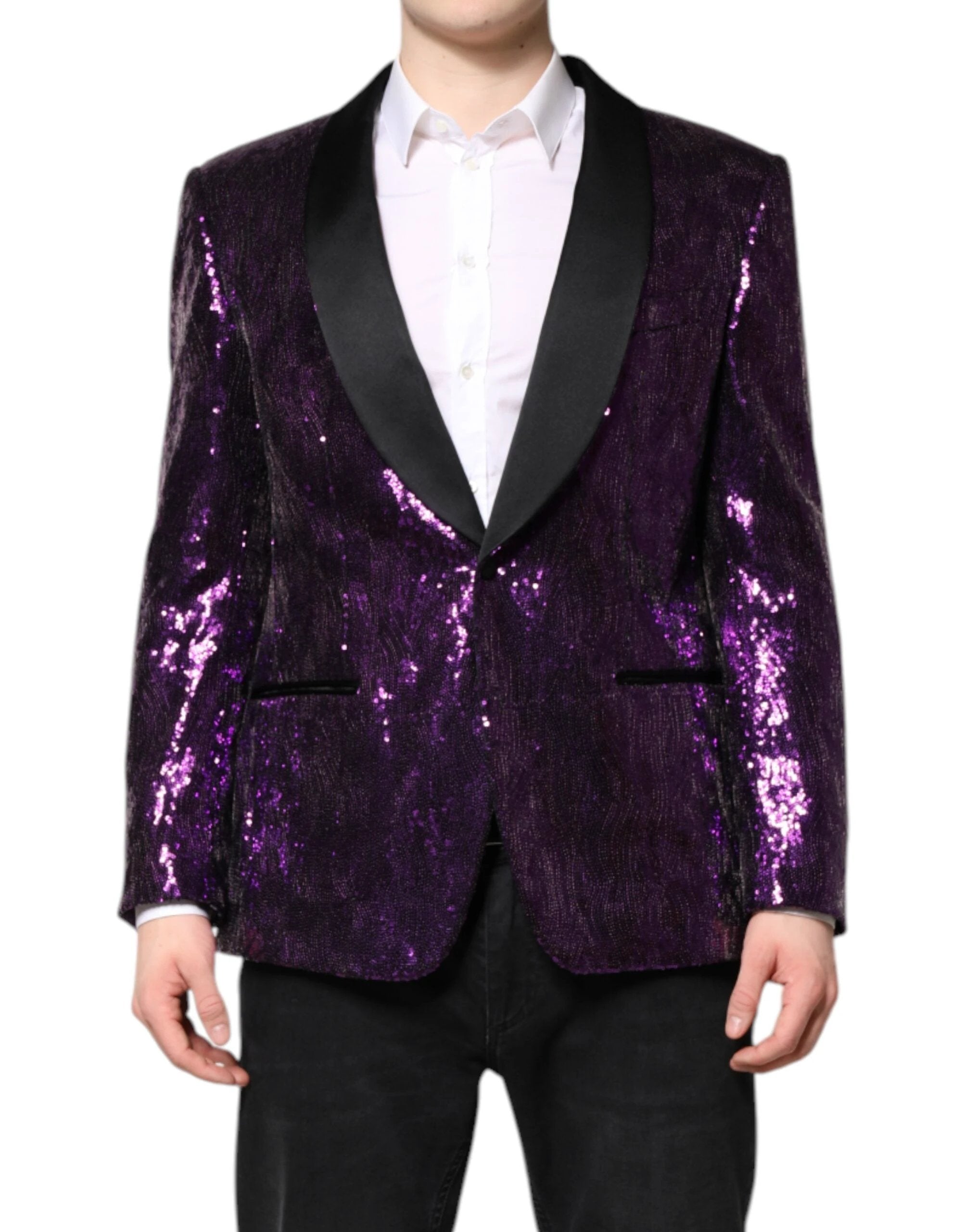 Dolce & Gabbana Purple SICILIA Sequin Embellish Coat Jacket by Dolce & Gabbana