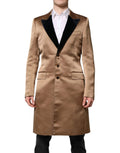 Dolce & Gabbana Brown Silk Single Breasted Trench Coat Jacket by Dolce & Gabbana
