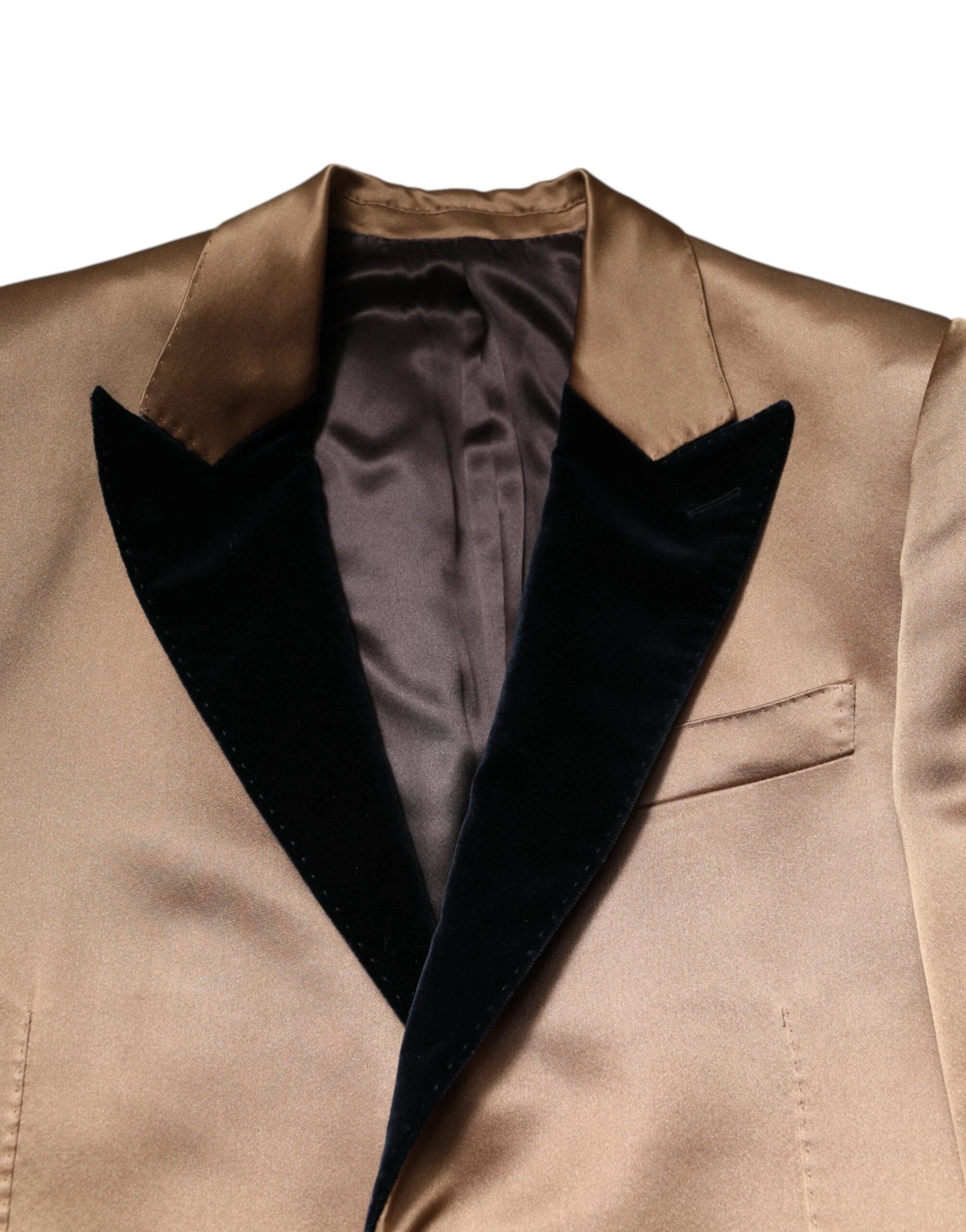 Dolce & Gabbana Brown Silk Single Breasted Trench Coat Jacket by Dolce & Gabbana