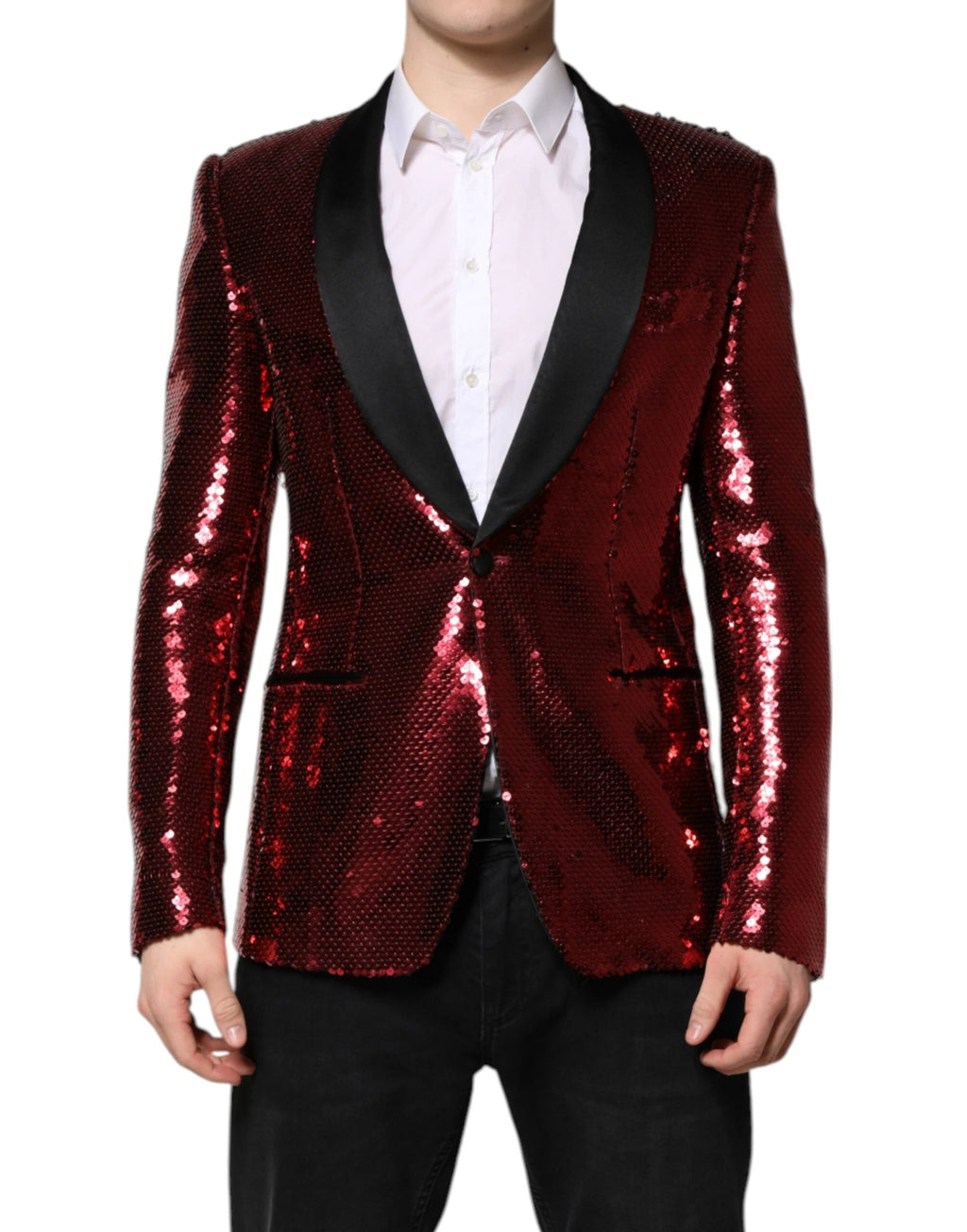 Dolce & Gabbana Red SICILIA Sequin Embellish Blazer Jacket by Dolce & Gabbana