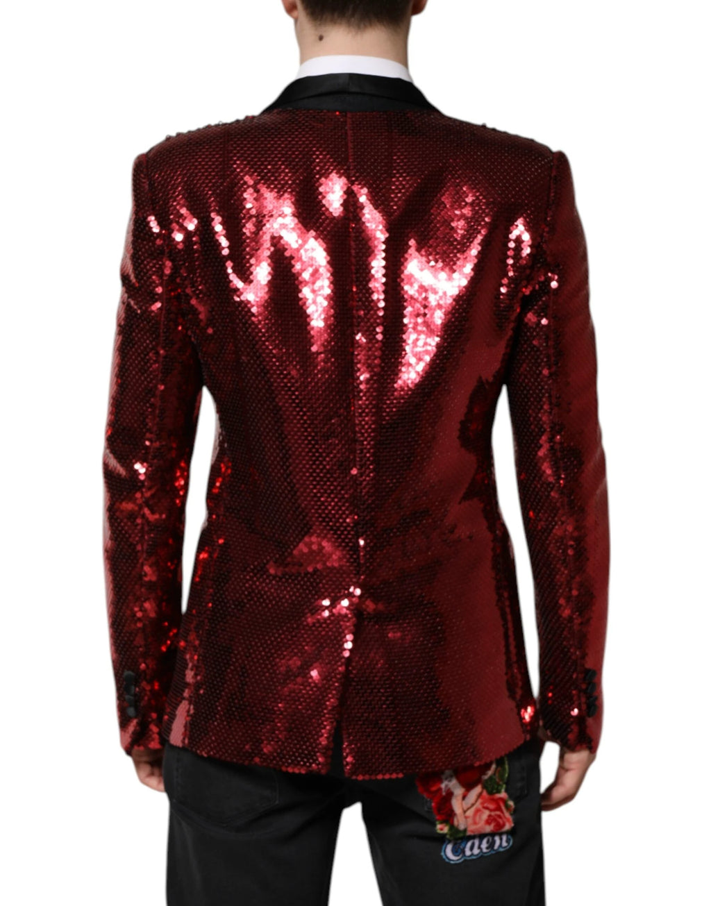 Dolce & Gabbana Red SICILIA Sequin Embellish Blazer Jacket by Dolce & Gabbana