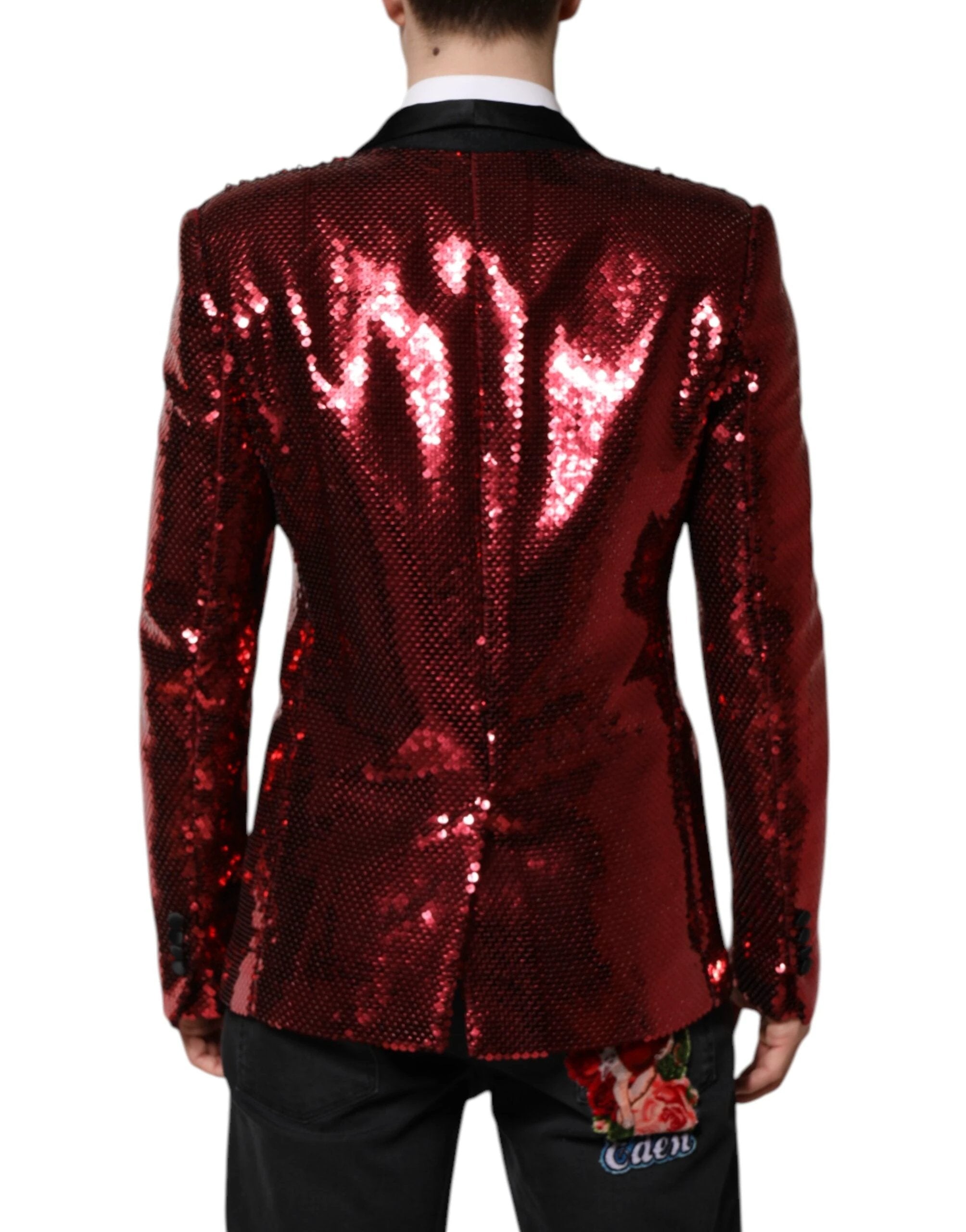 Dolce & Gabbana Red SICILIA Sequin Embellish Blazer Jacket by Dolce & Gabbana