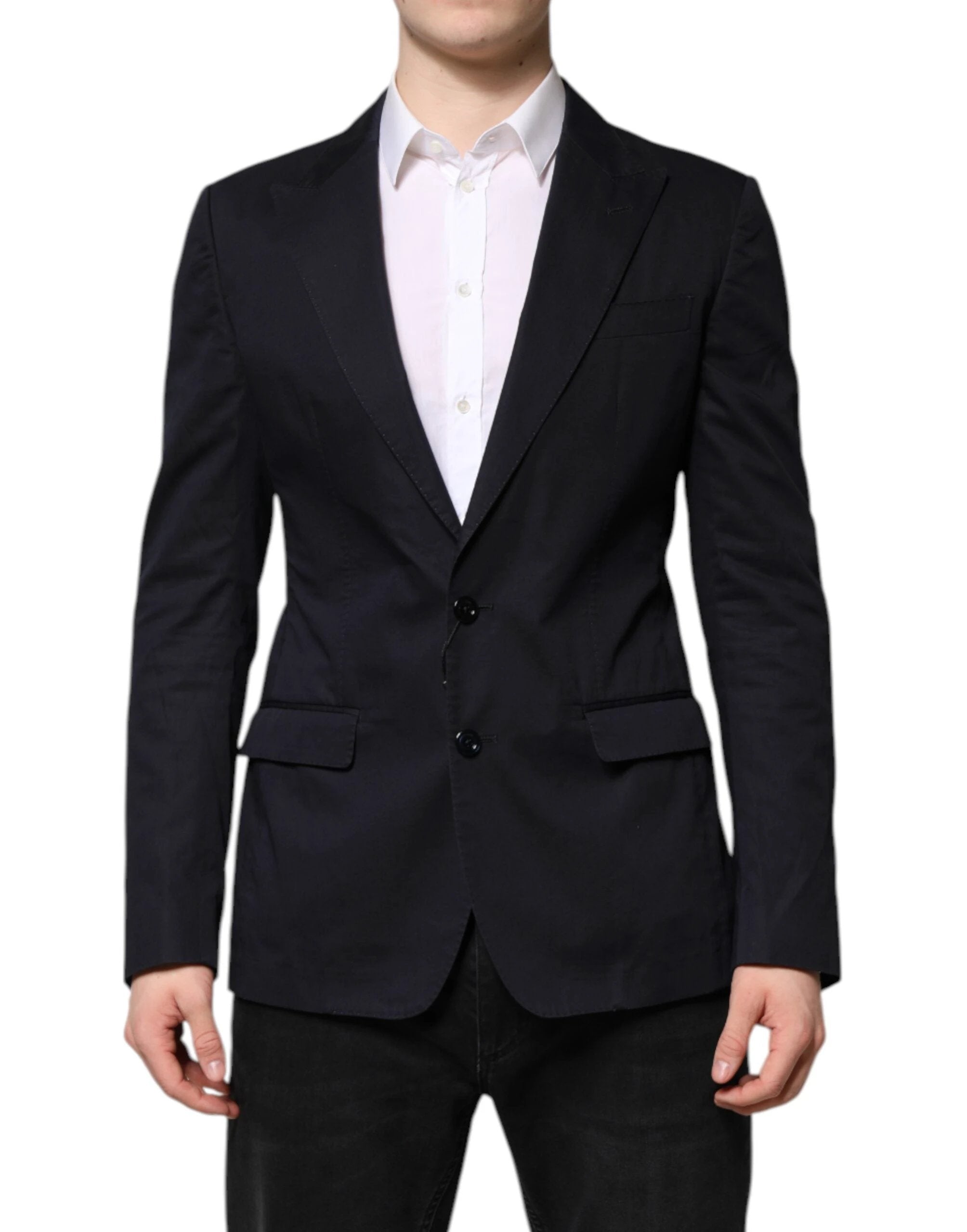 Dolce & Gabbana Dark Blue TAORMINA Cotton Blazer Suit Jacket by Dolce & Gabbana