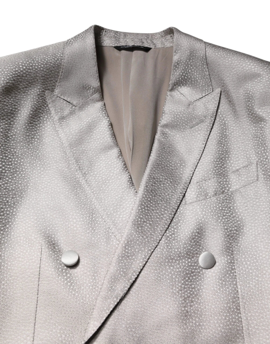 Dolce & Gabbana Light Gray Jacquard Silk Dotted 2 Piece Suit by Dolce & Gabbana