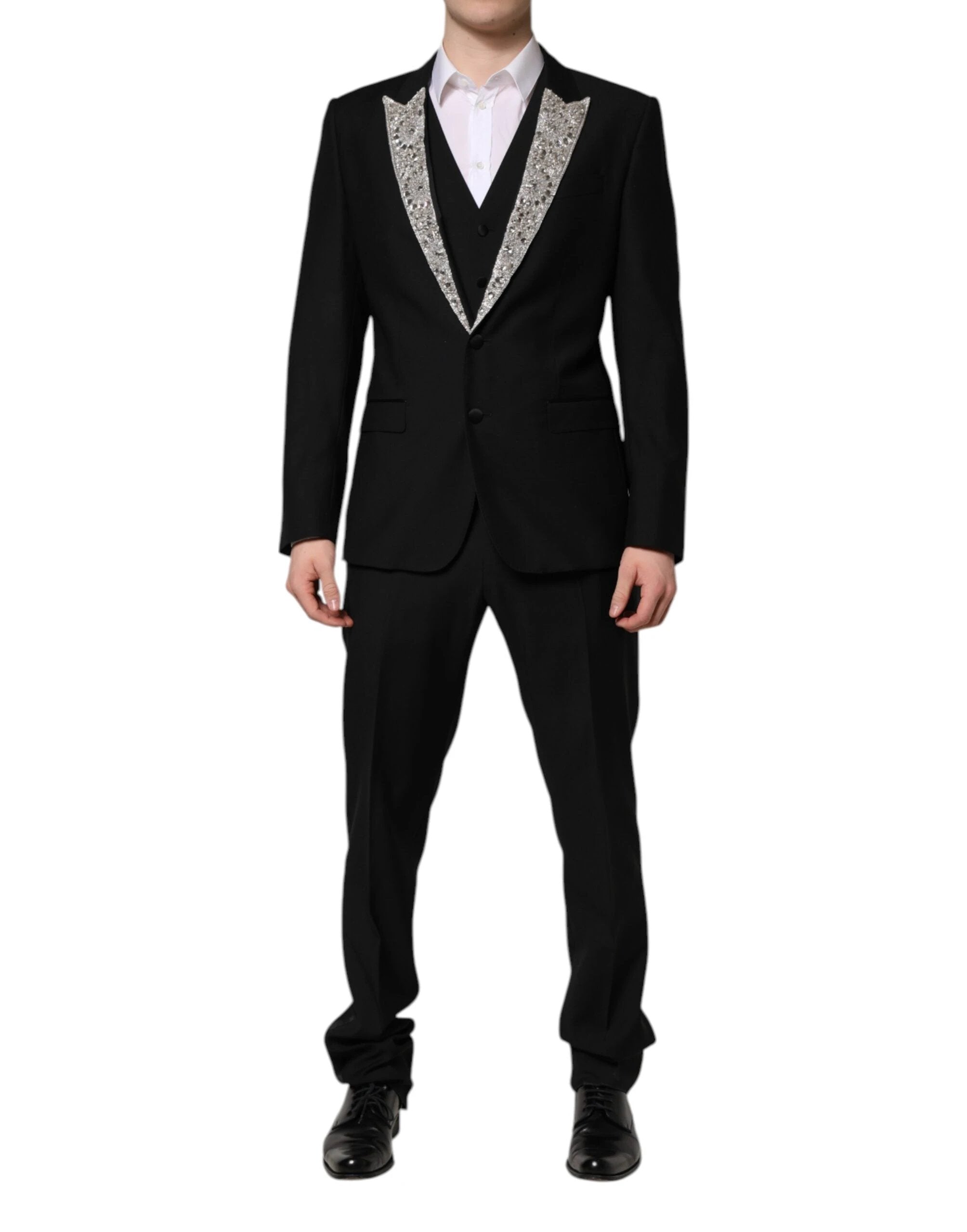 Dolce & Gabbana Black MARTINI Crystal Embellished 3 Pc Suit by Dolce & Gabbana