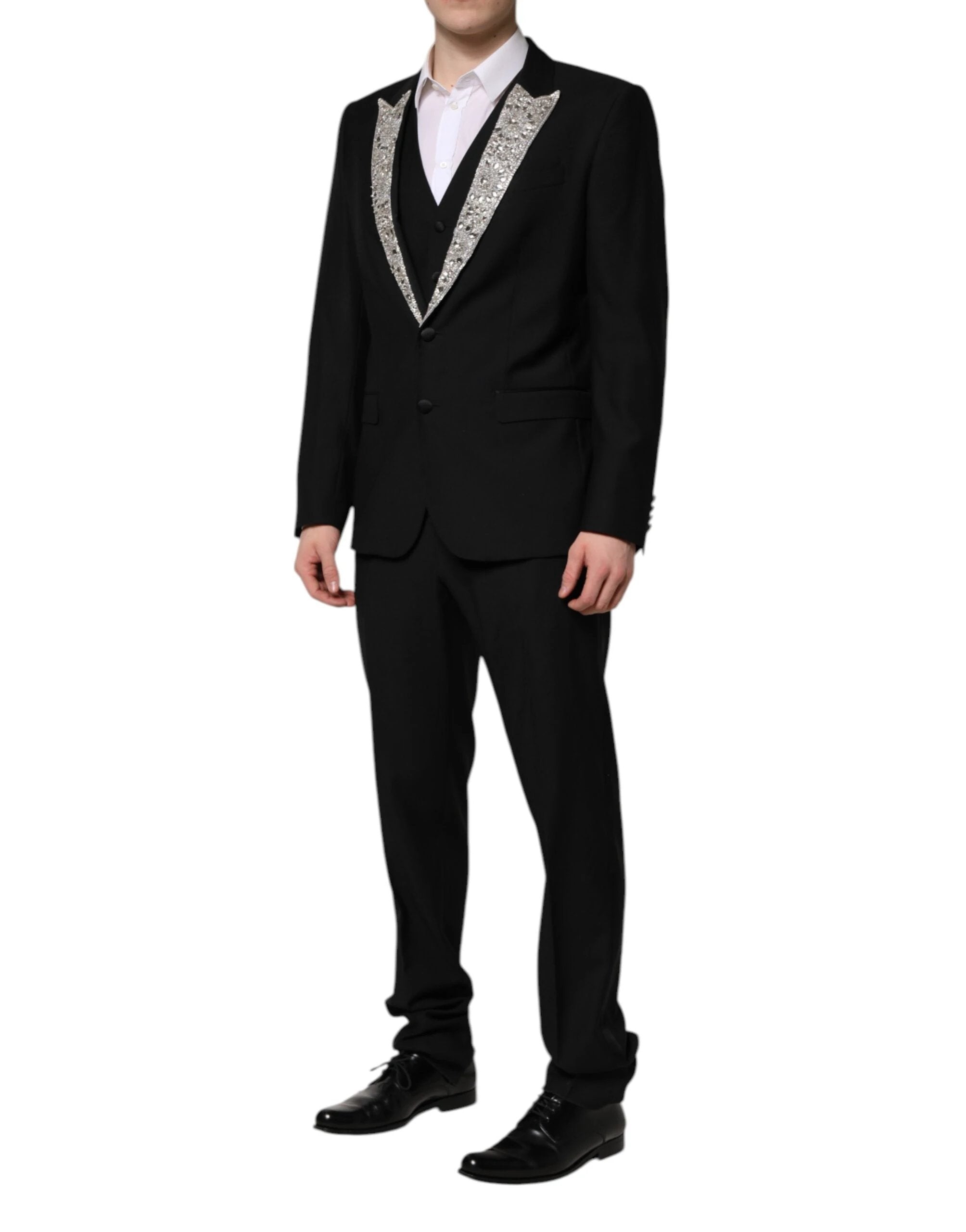 Dolce & Gabbana Black MARTINI Crystal Embellished 3 Pc Suit by Dolce & Gabbana