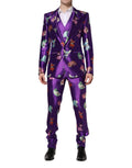 Dolce & Gabbana Purple Silk Animal Print 3 Piece Suit by Dolce & Gabbana