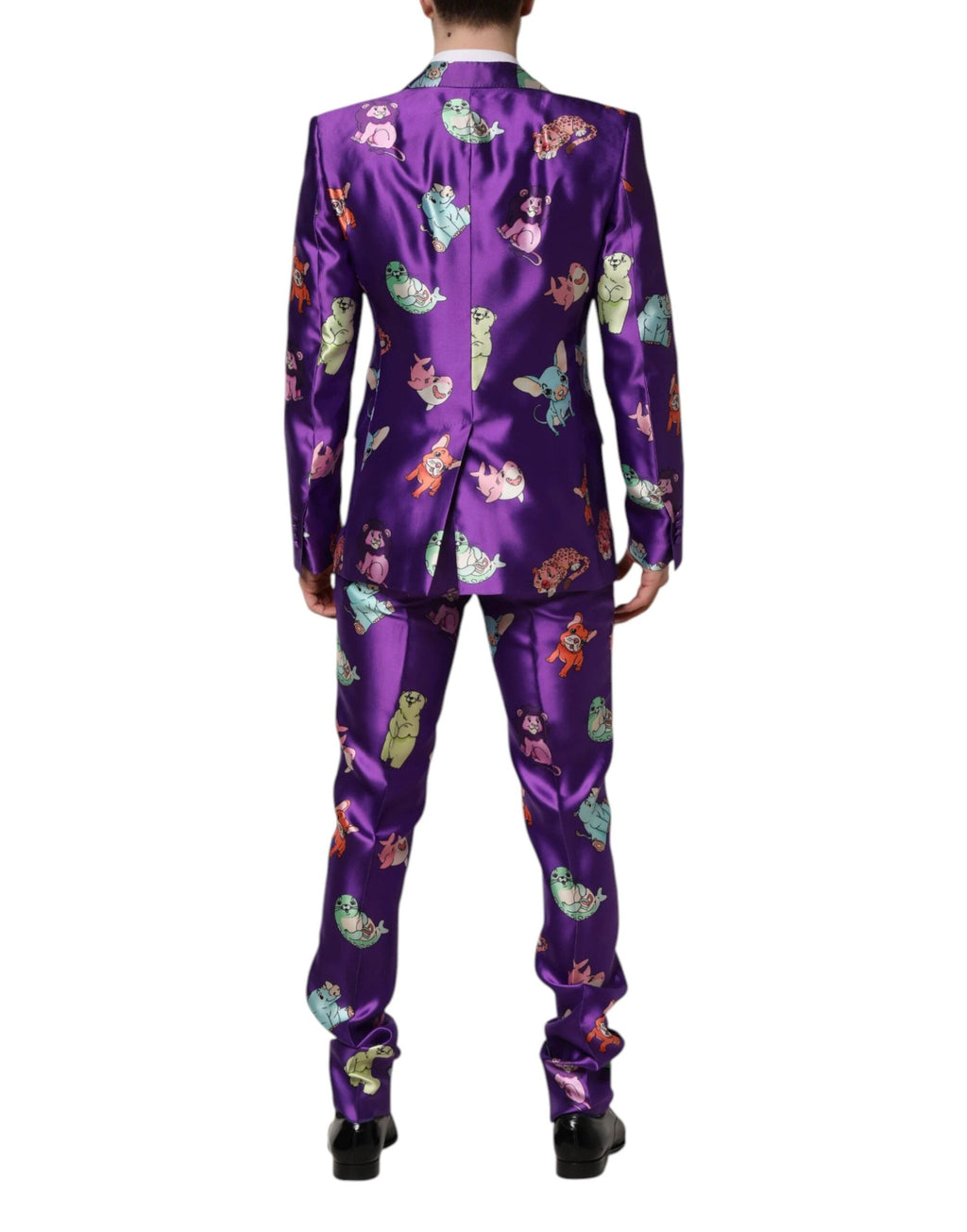 Dolce & Gabbana Purple Silk Animal Print 3 Piece Suit by Dolce & Gabbana