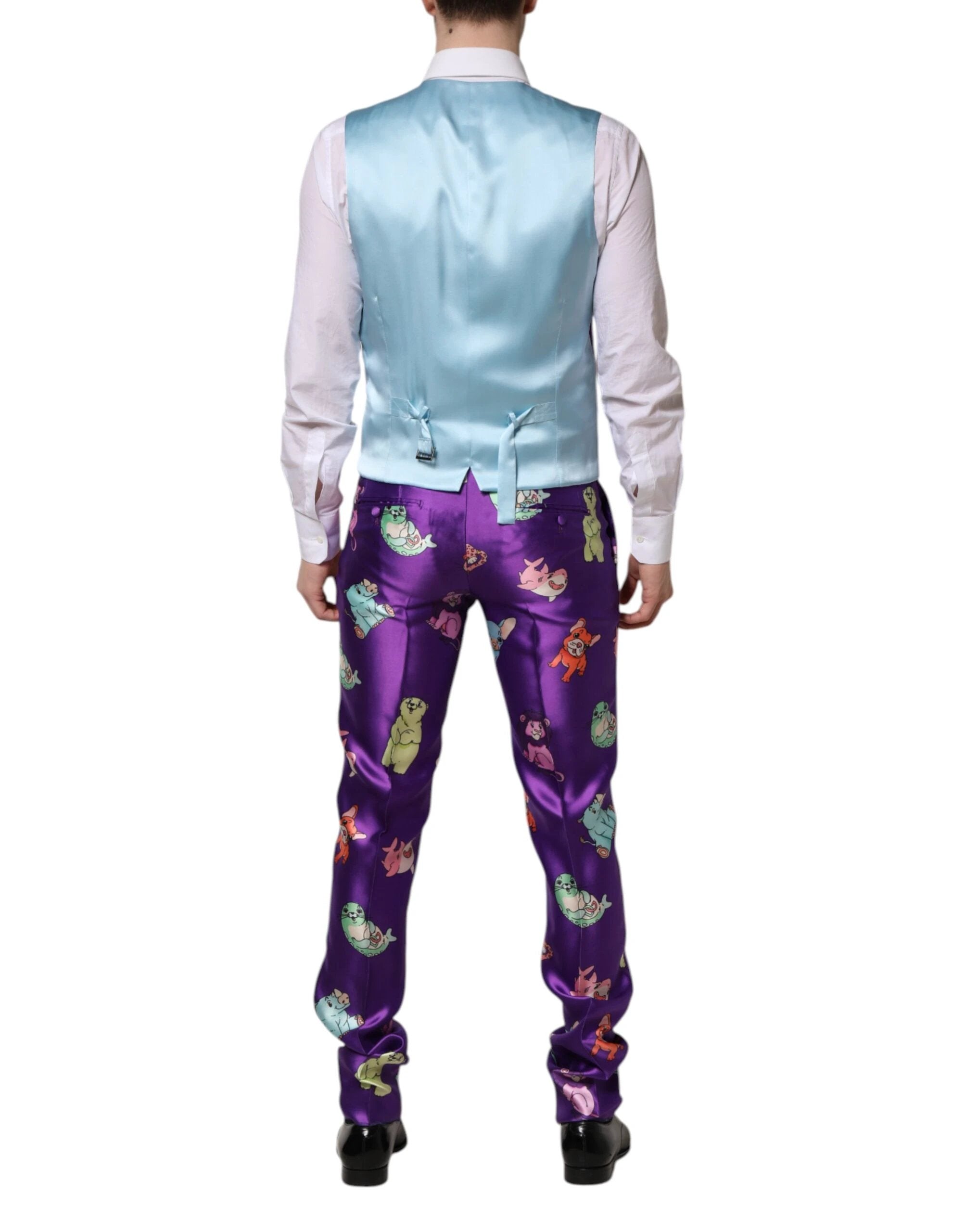Dolce & Gabbana Purple Silk Animal Print 3 Piece Suit by Dolce & Gabbana
