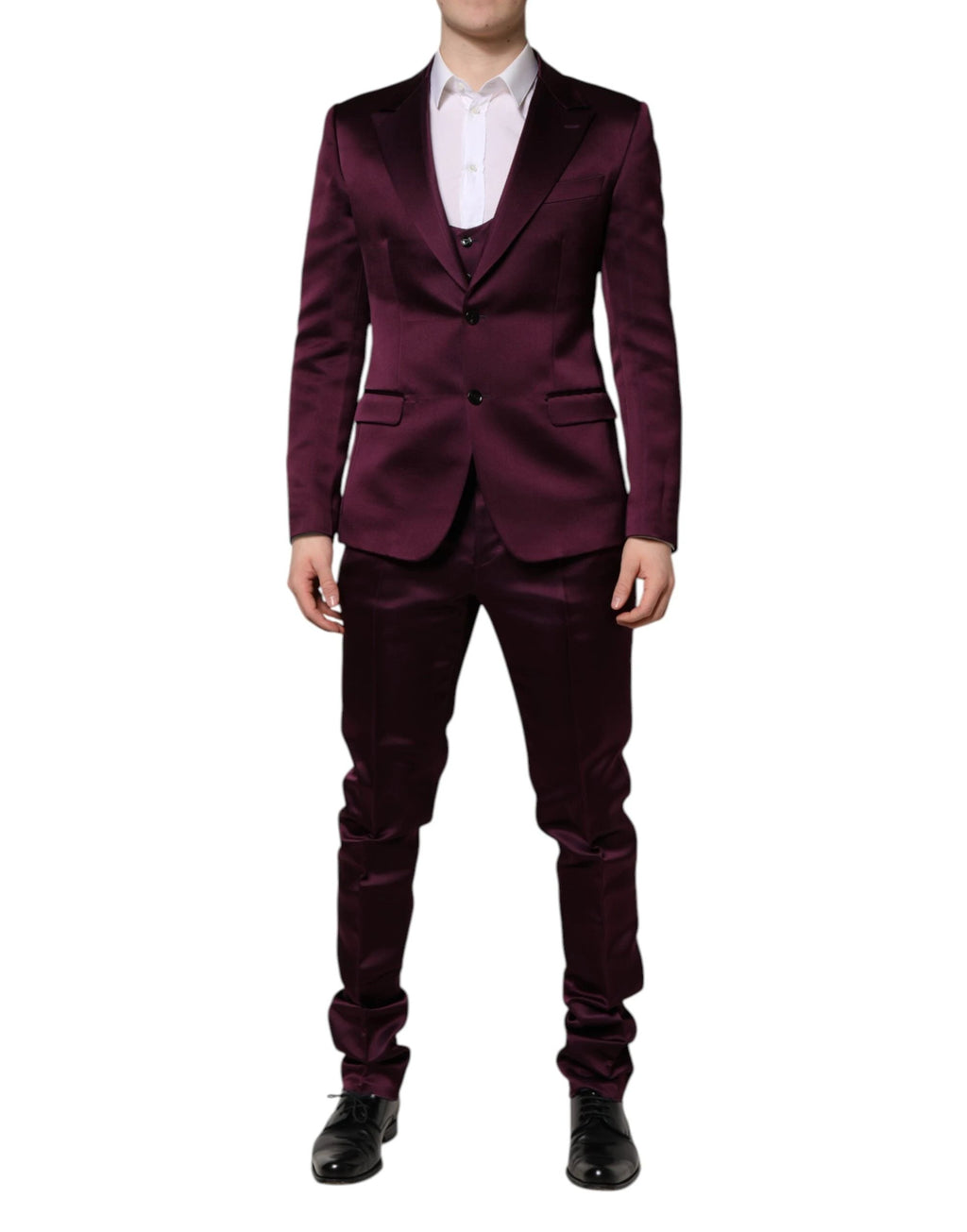 Dolce & Gabbana Dark Purple Silk 3Piece Single Breasted Suit by Dolce & Gabbana