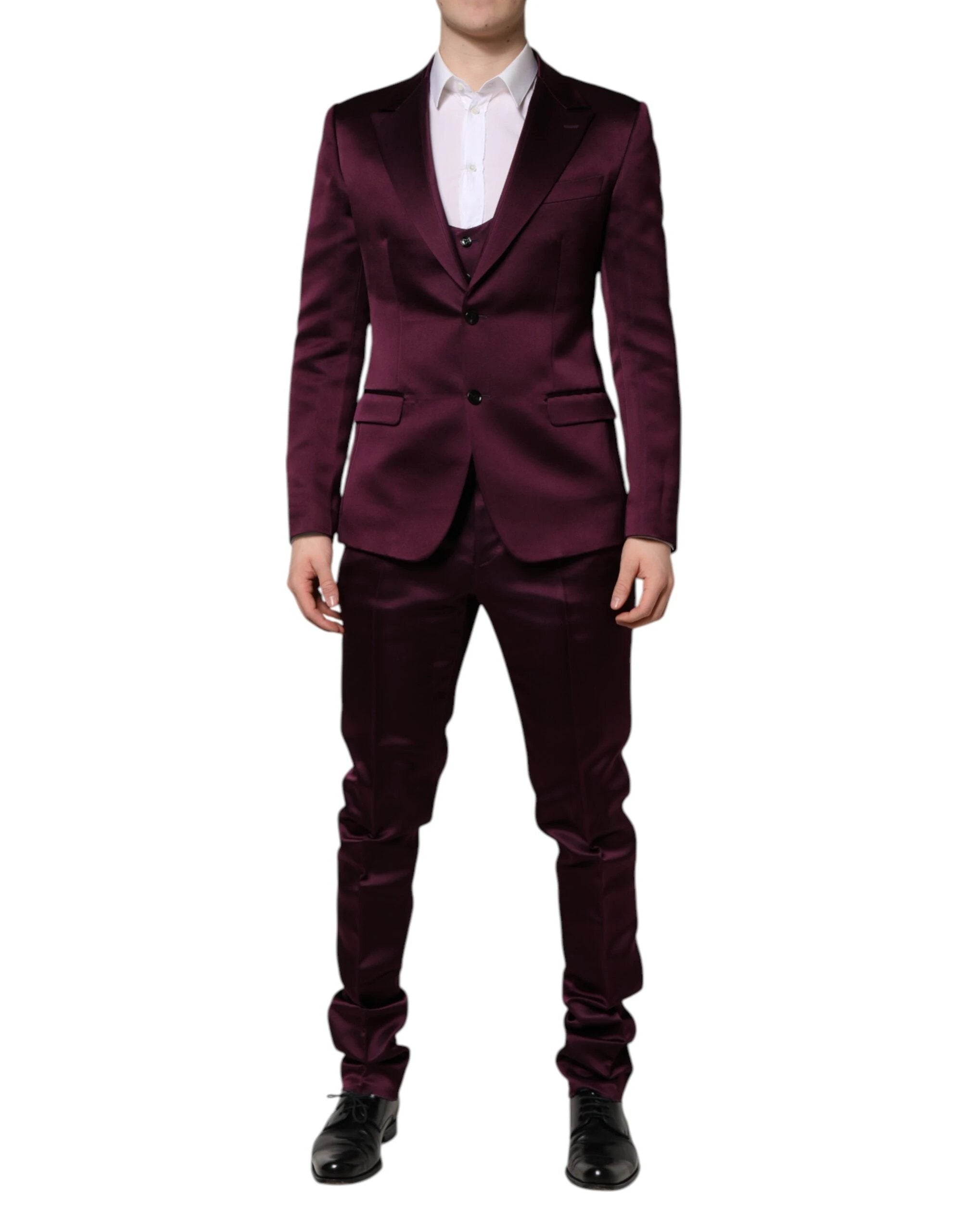 Dolce & Gabbana Dark Purple Silk 3Piece Single Breasted Suit by Dolce & Gabbana