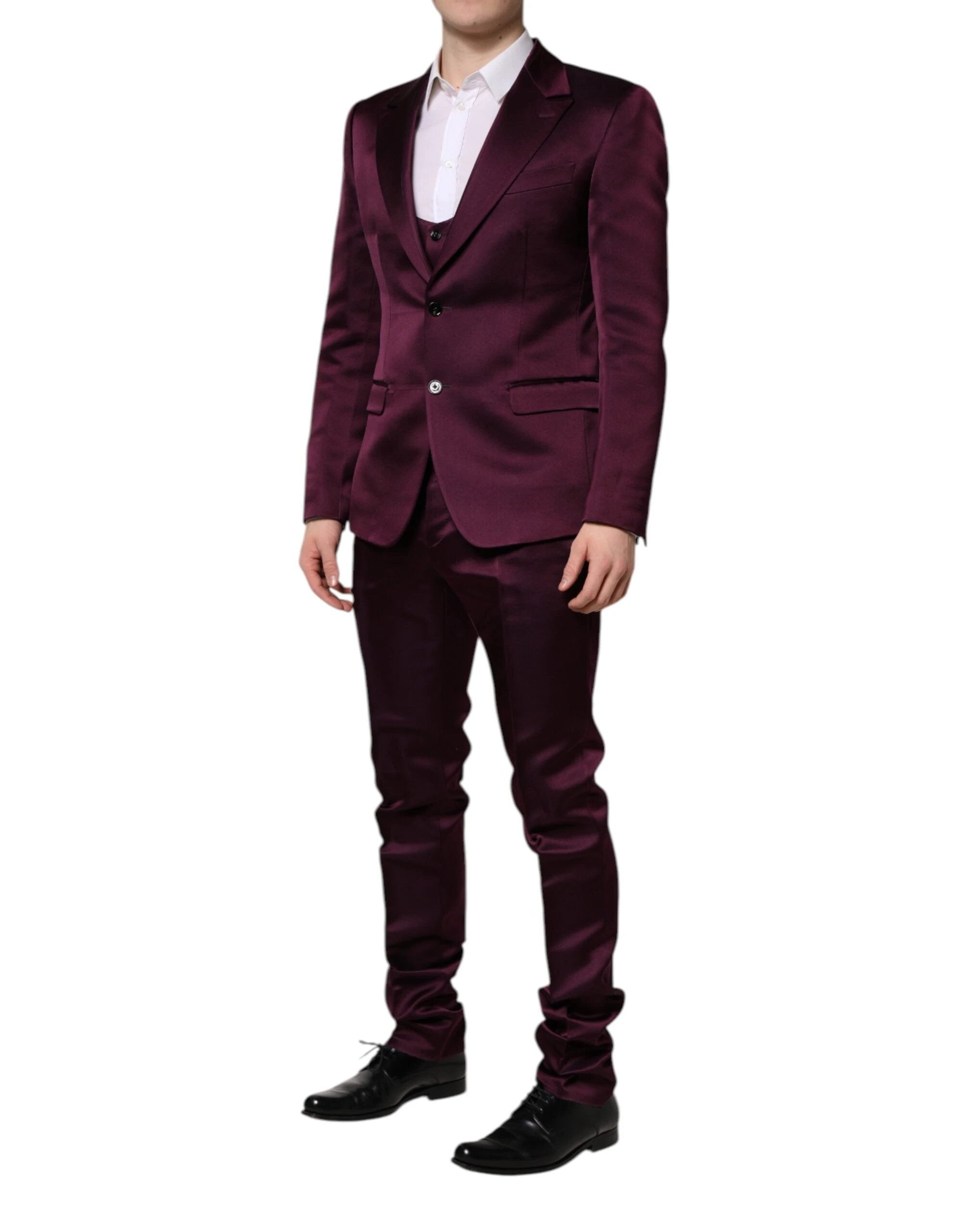Dolce & Gabbana Dark Purple Silk 3Piece Single Breasted Suit by Dolce & Gabbana