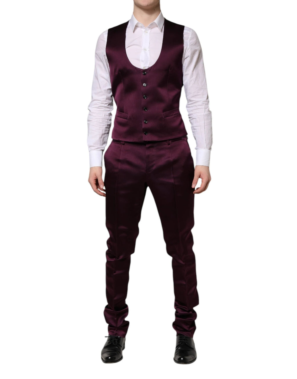 Dolce & Gabbana Dark Purple Silk 3Piece Single Breasted Suit by Dolce & Gabbana