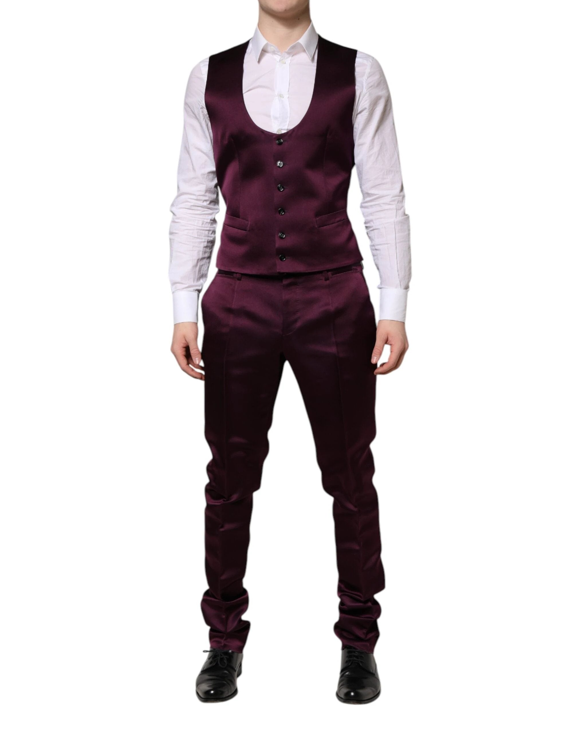 Dolce & Gabbana Dark Purple Silk 3Piece Single Breasted Suit by Dolce & Gabbana