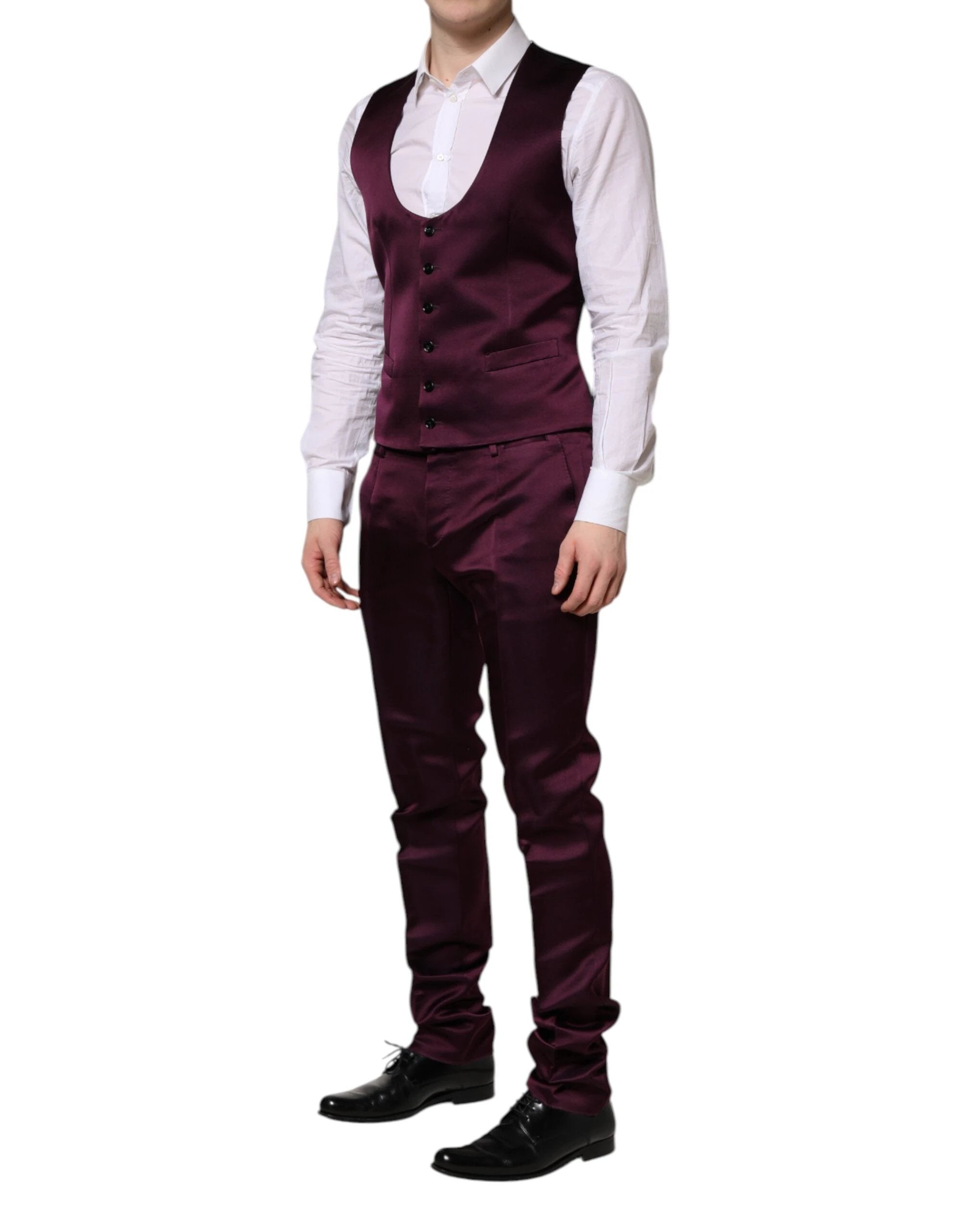 Dolce & Gabbana Dark Purple Silk 3Piece Single Breasted Suit by Dolce & Gabbana